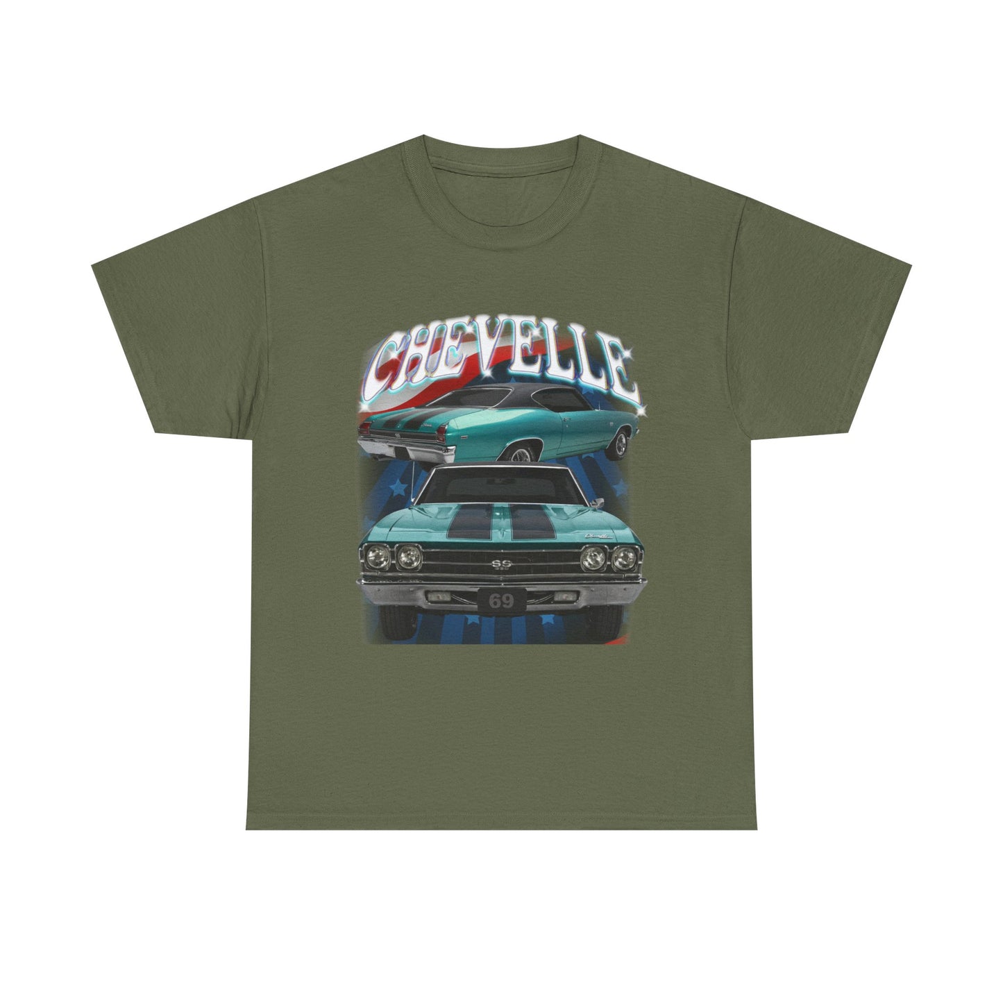 1969 Turquoise,black stripes,Chevelle Unisex Heavy Cotton Tee T Shirt Great Gift