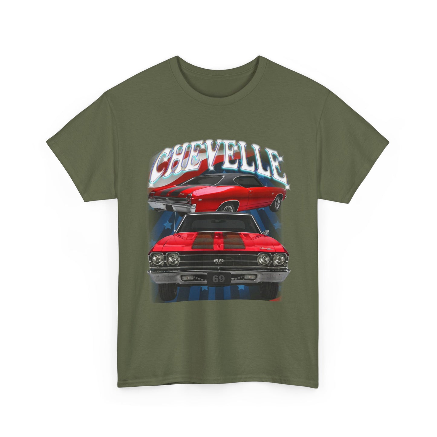 Red 1969,black stripes,Chevelle Heavy Cotton Tee T Shirt,Gift