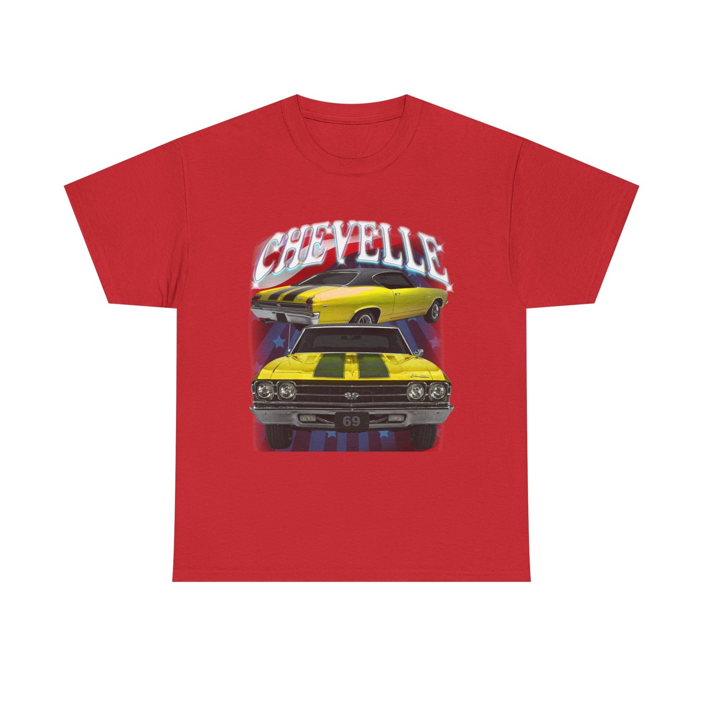 Yellow 1969,black stripes,Chevelle Heavy Cotton Tee T Shirt,Gift