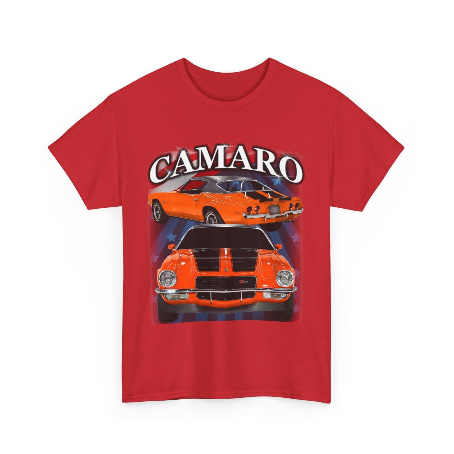 Orange Black Stripe 1970 Camaro Unisex Heavy Cotton Tee T Shirt muscle car Gift