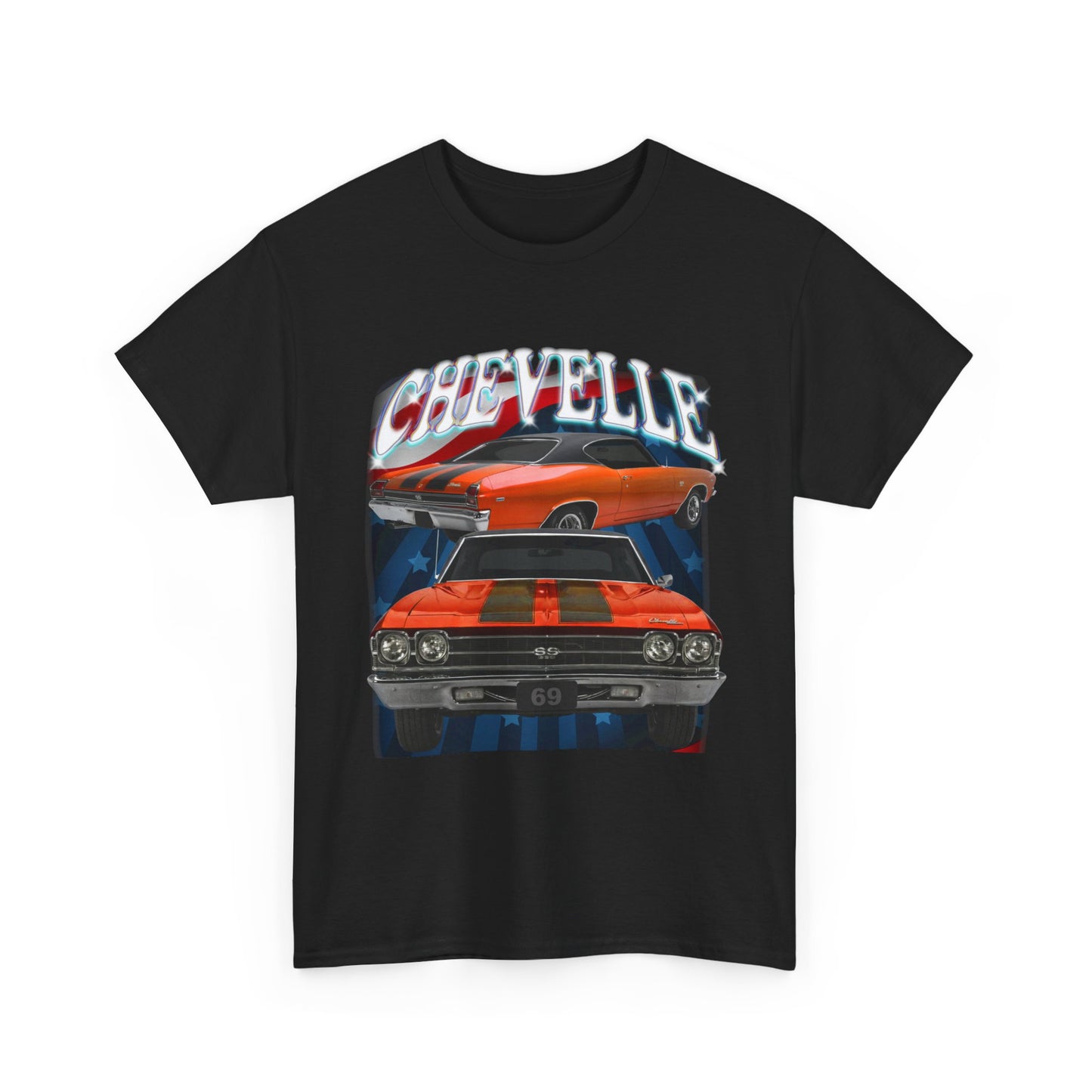 Orange 1969,black stripes,Chevelle Heavy Cotton Tee T Shirt,Gift