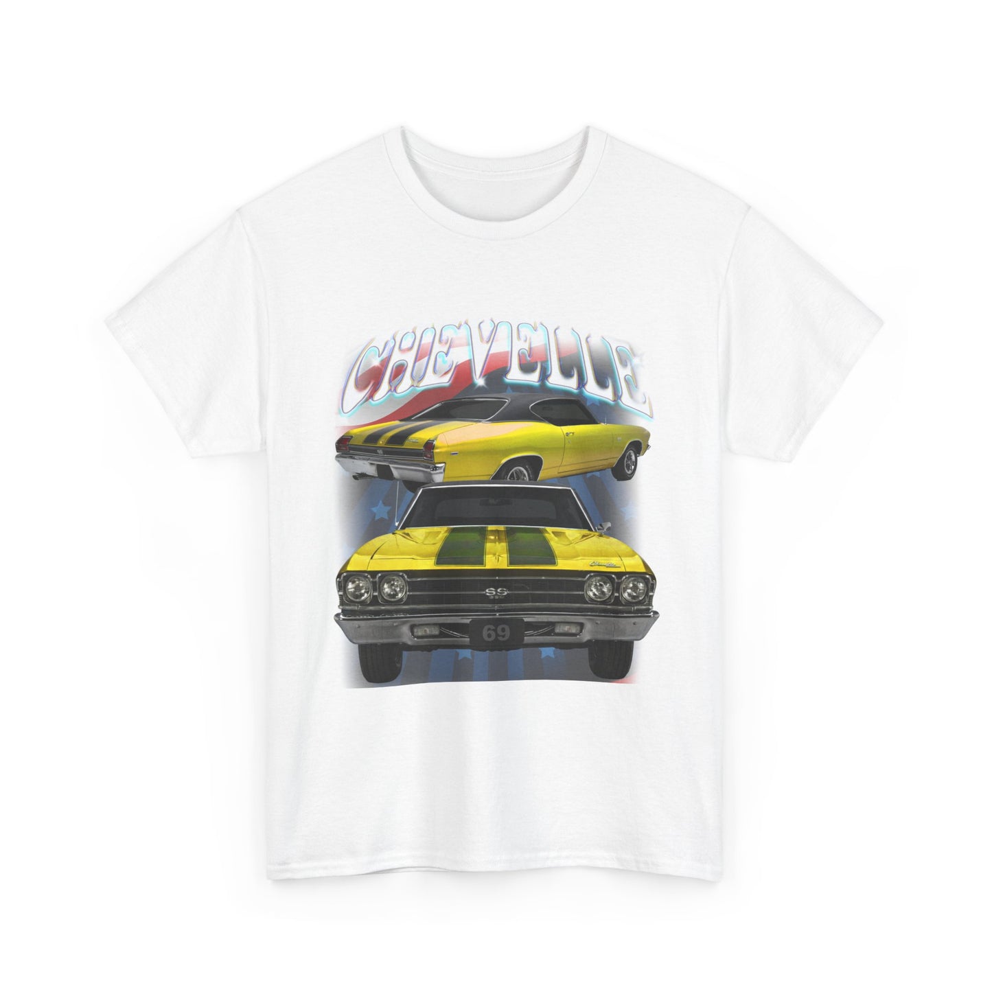 Yellow 1969,black stripes,Chevelle Heavy Cotton Tee T Shirt,Gift