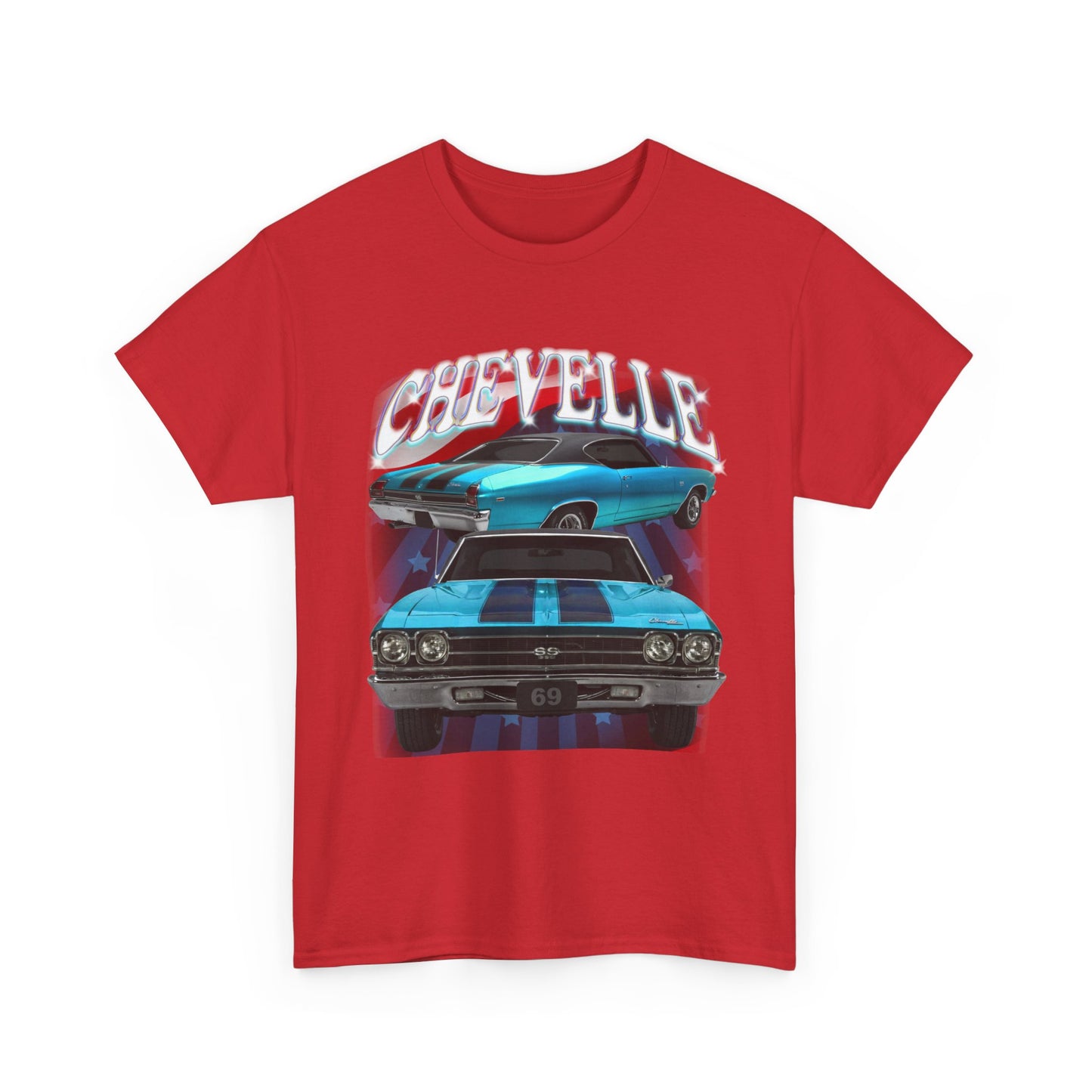 1969 Turquoise Blue Green,black stripes,Chevelle Heavy Cotton Tee T Shirt,Gift