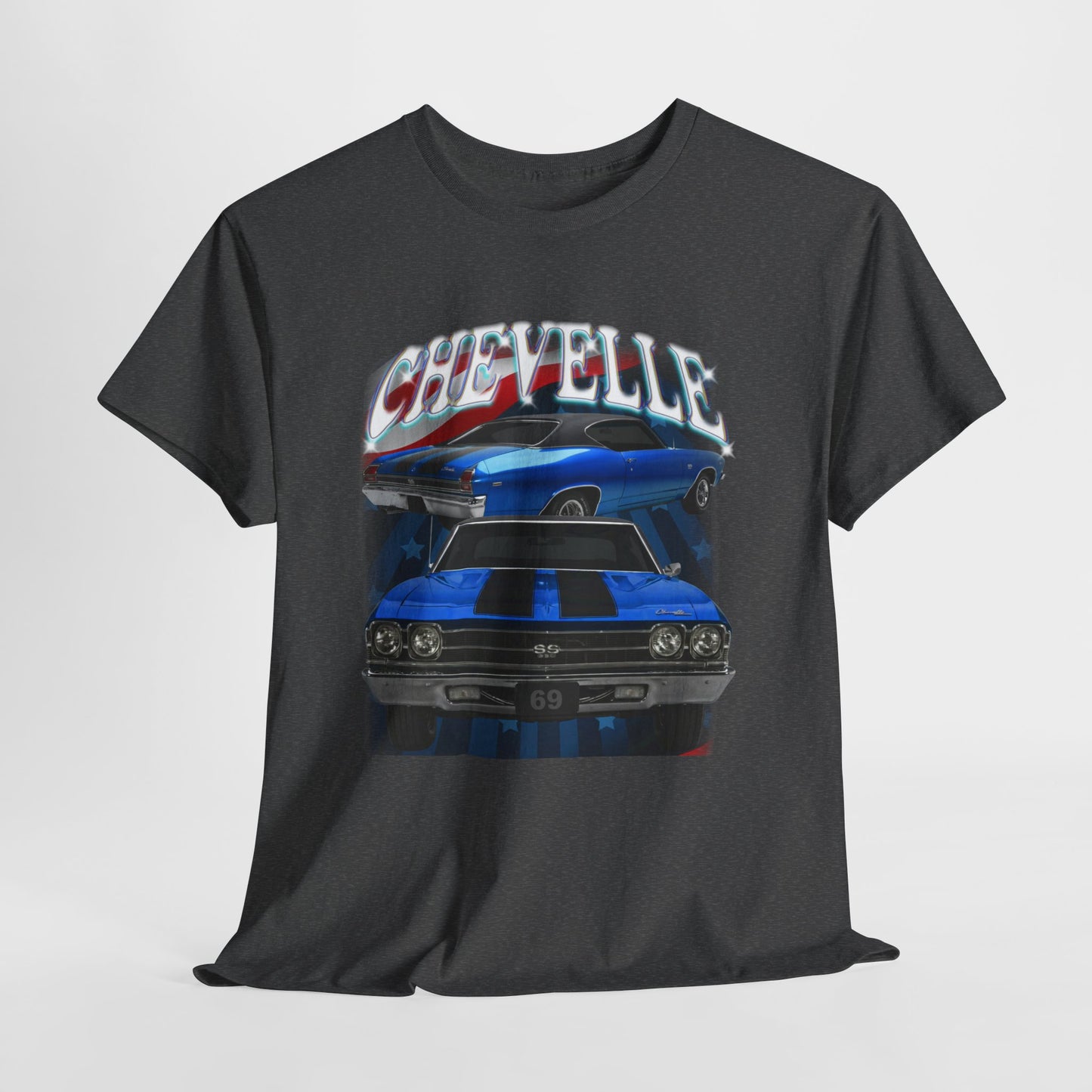 Blue 1969,black stripes,Chevelle Heavy Cotton Tee T Shirt,Gift
