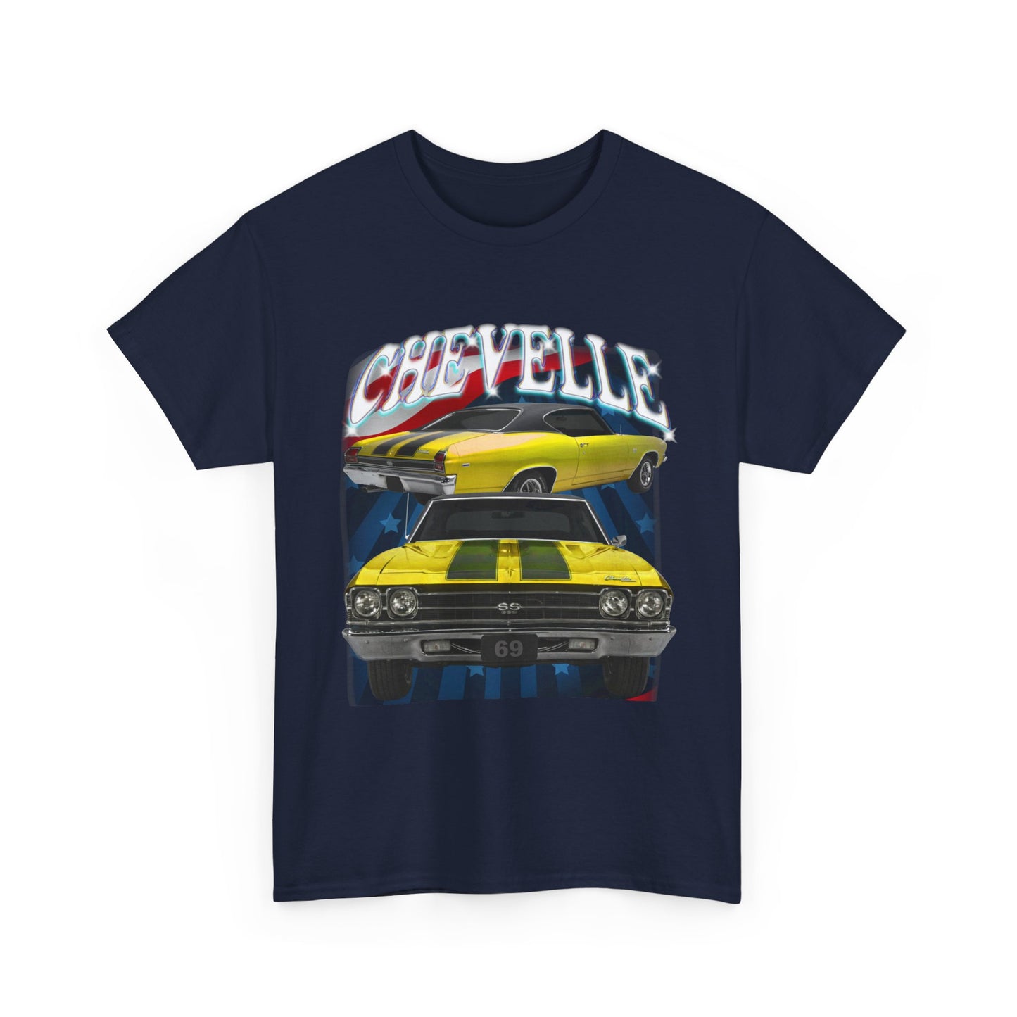 Yellow 1969,black stripes,Chevelle Heavy Cotton Tee T Shirt,Gift