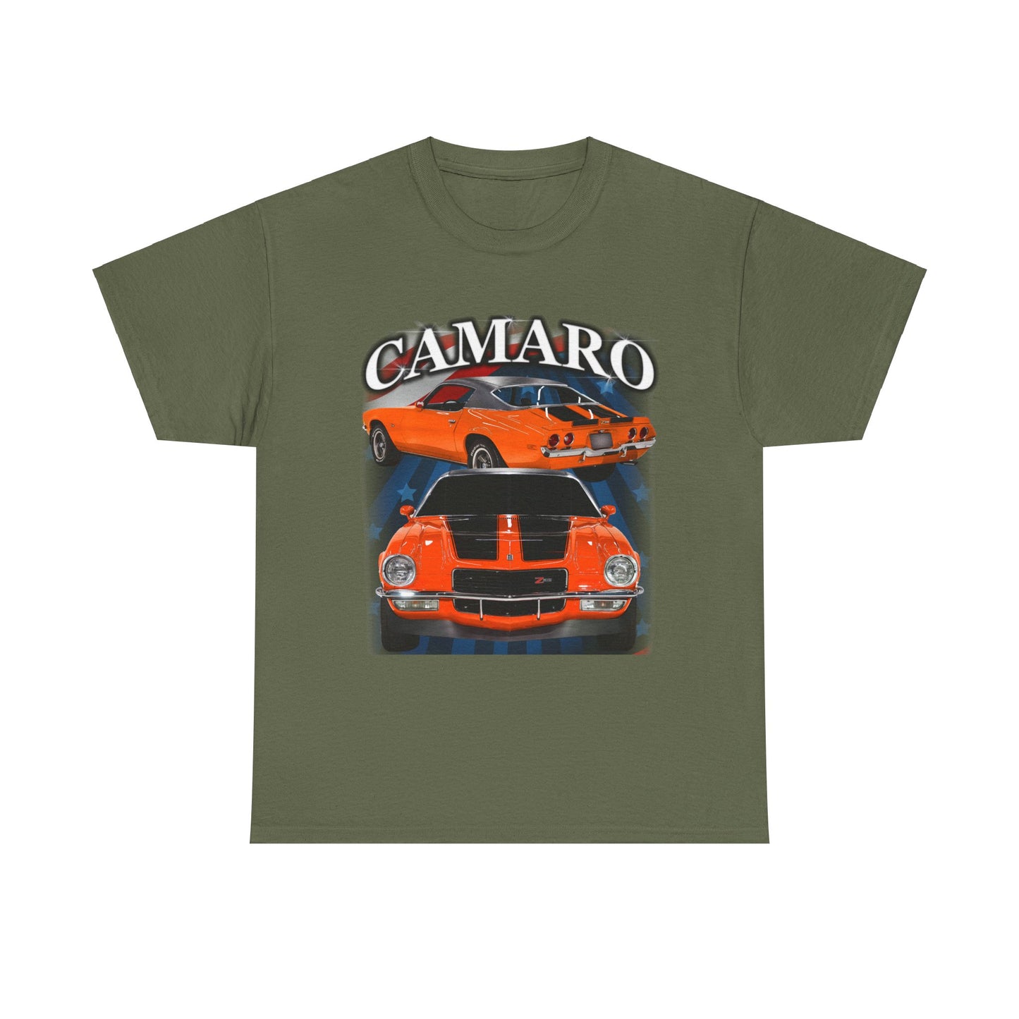 Orange Black Stripe 1970 Camaro Unisex Heavy Cotton Tee T Shirt muscle car Gift