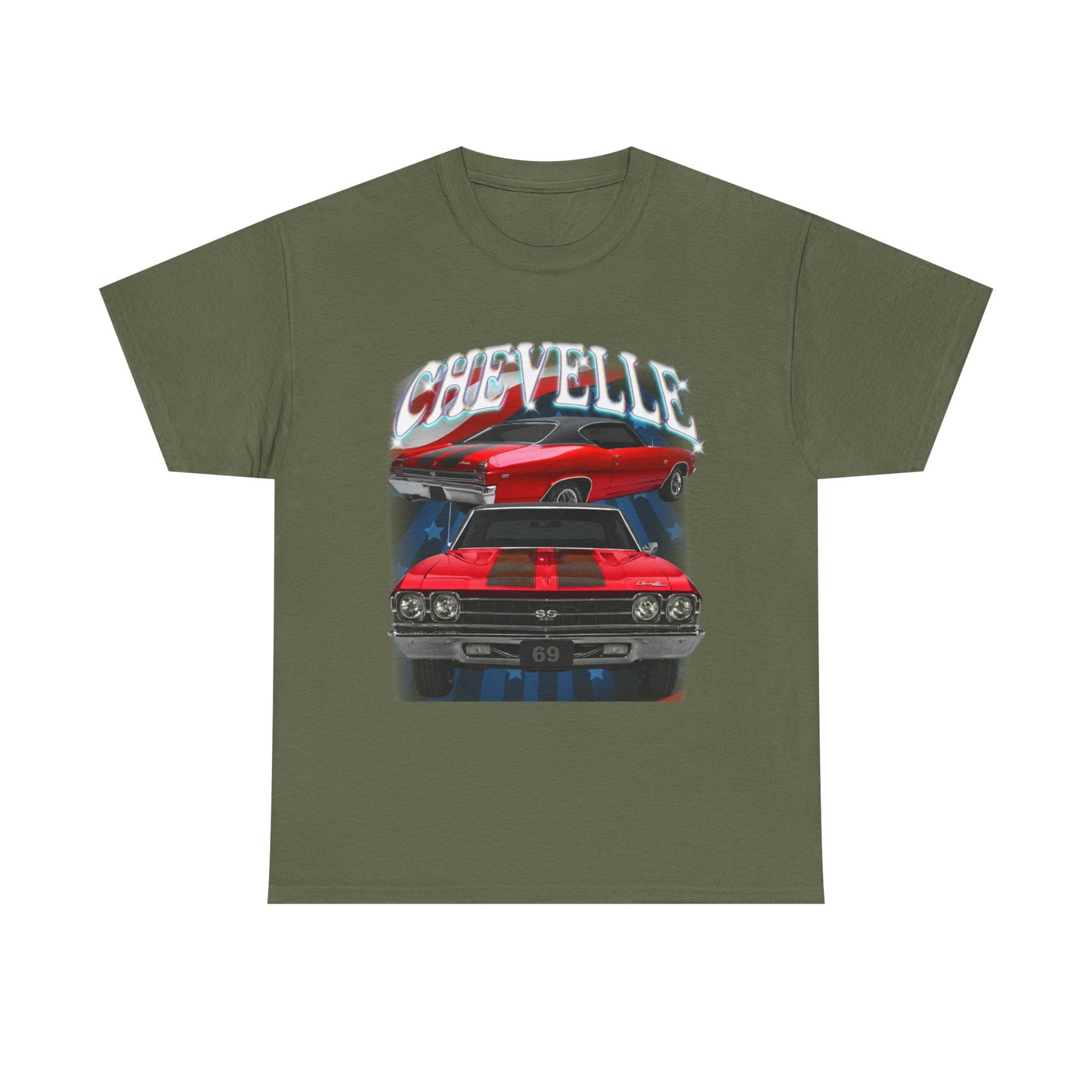 Red 1969,black stripes,Chevelle Heavy Cotton Tee T Shirt,Gift