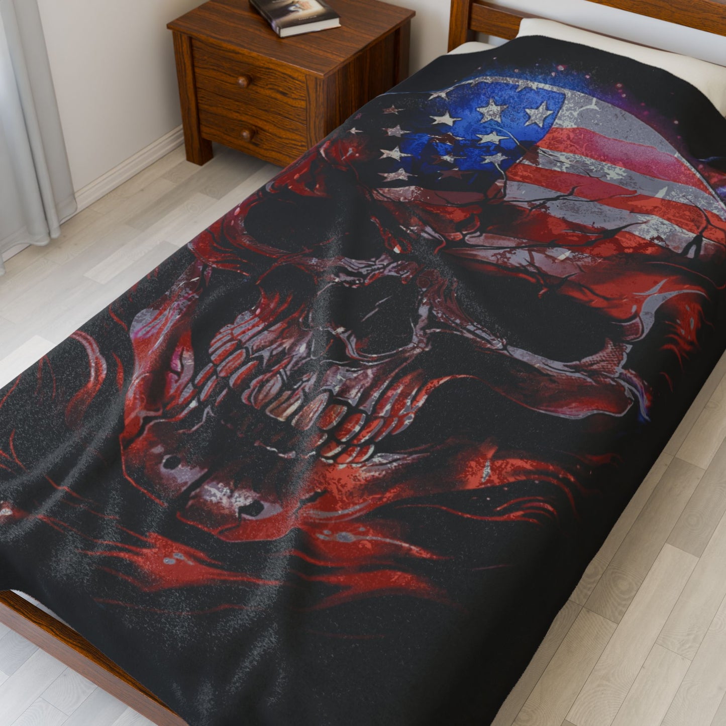 American Flag Skull Blanket Excellent Gift, 3 sizes
