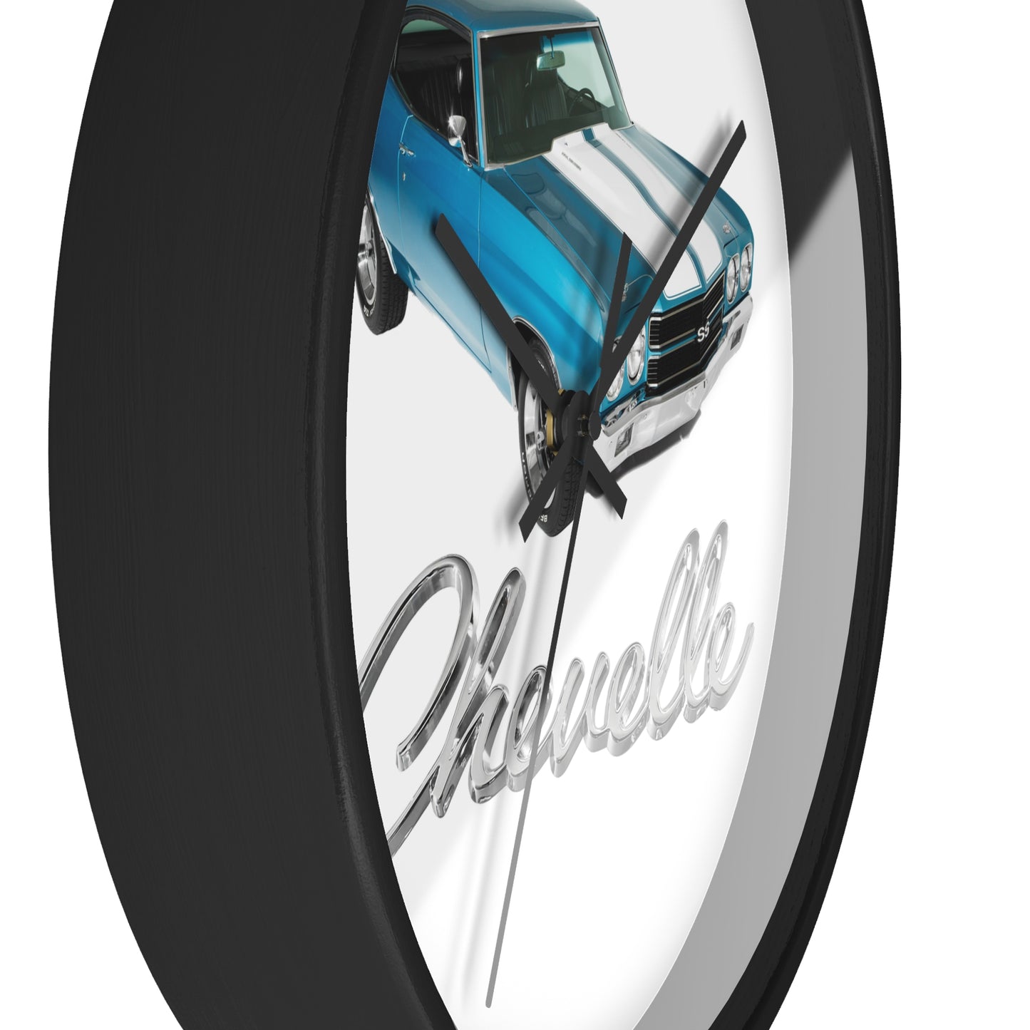 Blue 1970 Chevelle w White stripes Wall clock Gift Decor Classic Muscle side
