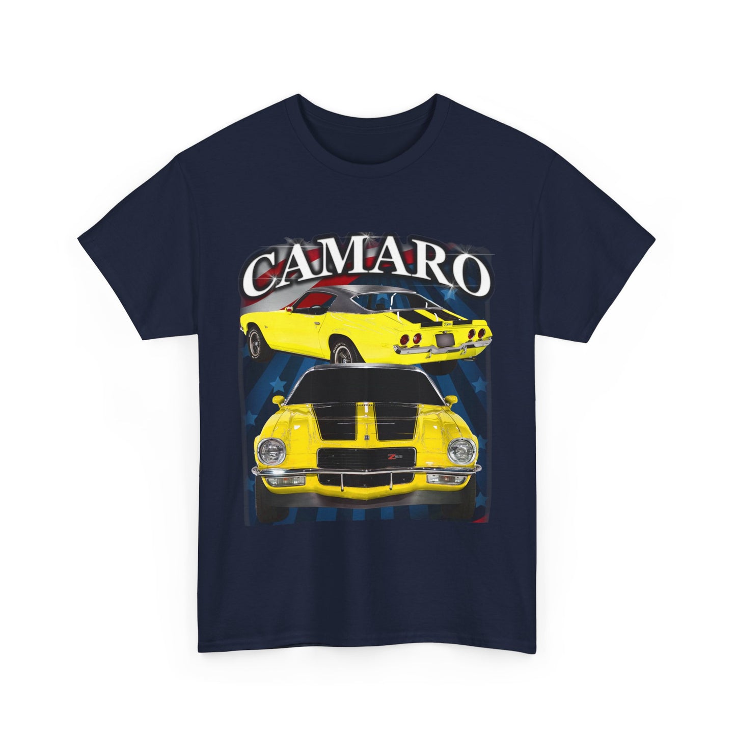 Yellow Black Stripe 1970 Camaro Unisex Heavy Cotton Tee T Shirt muscle car Gift