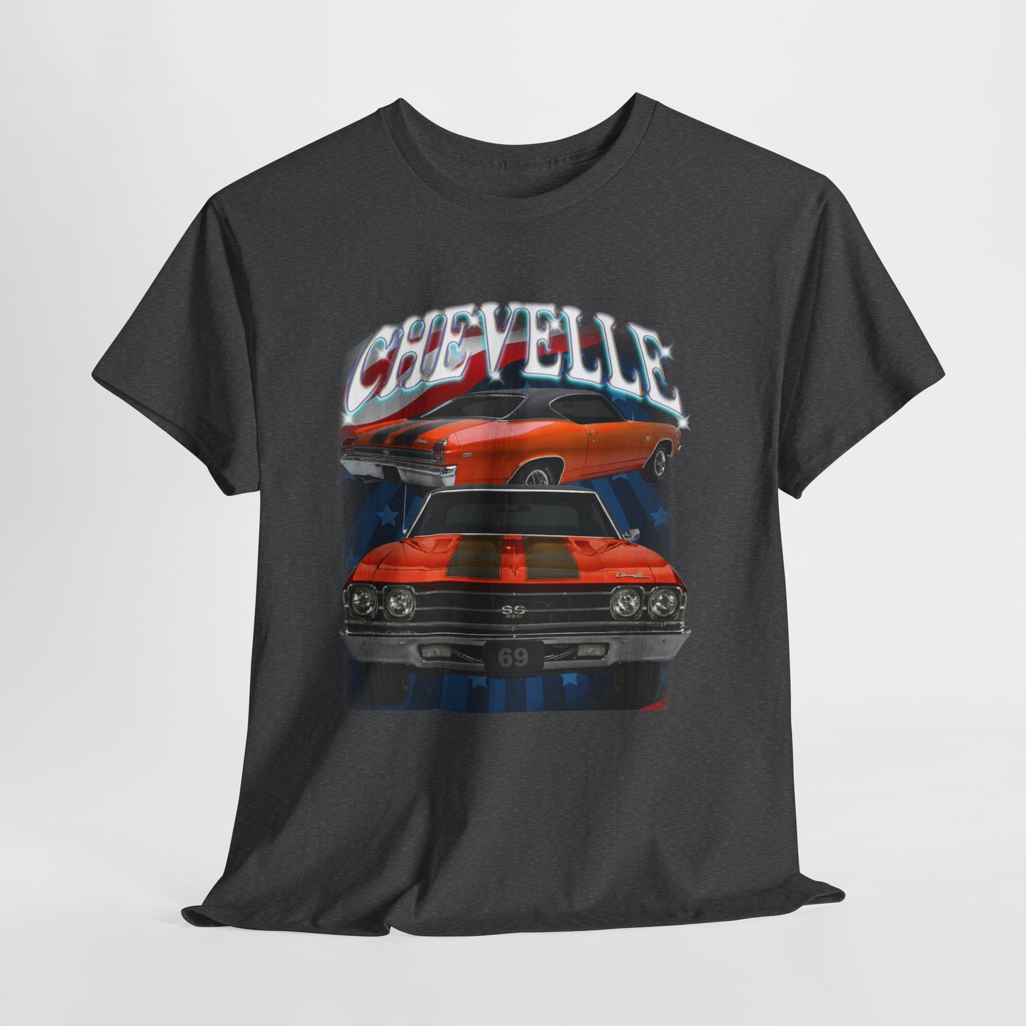Orange 1969,black stripes,Chevelle Heavy Cotton Tee T Shirt,Gift