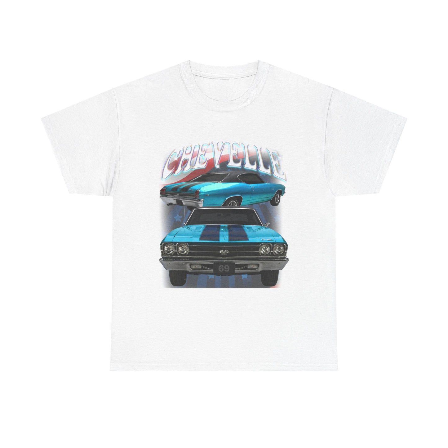 1969 Turquoise Blue Green,black stripes,Chevelle Heavy Cotton Tee T Shirt,Gift