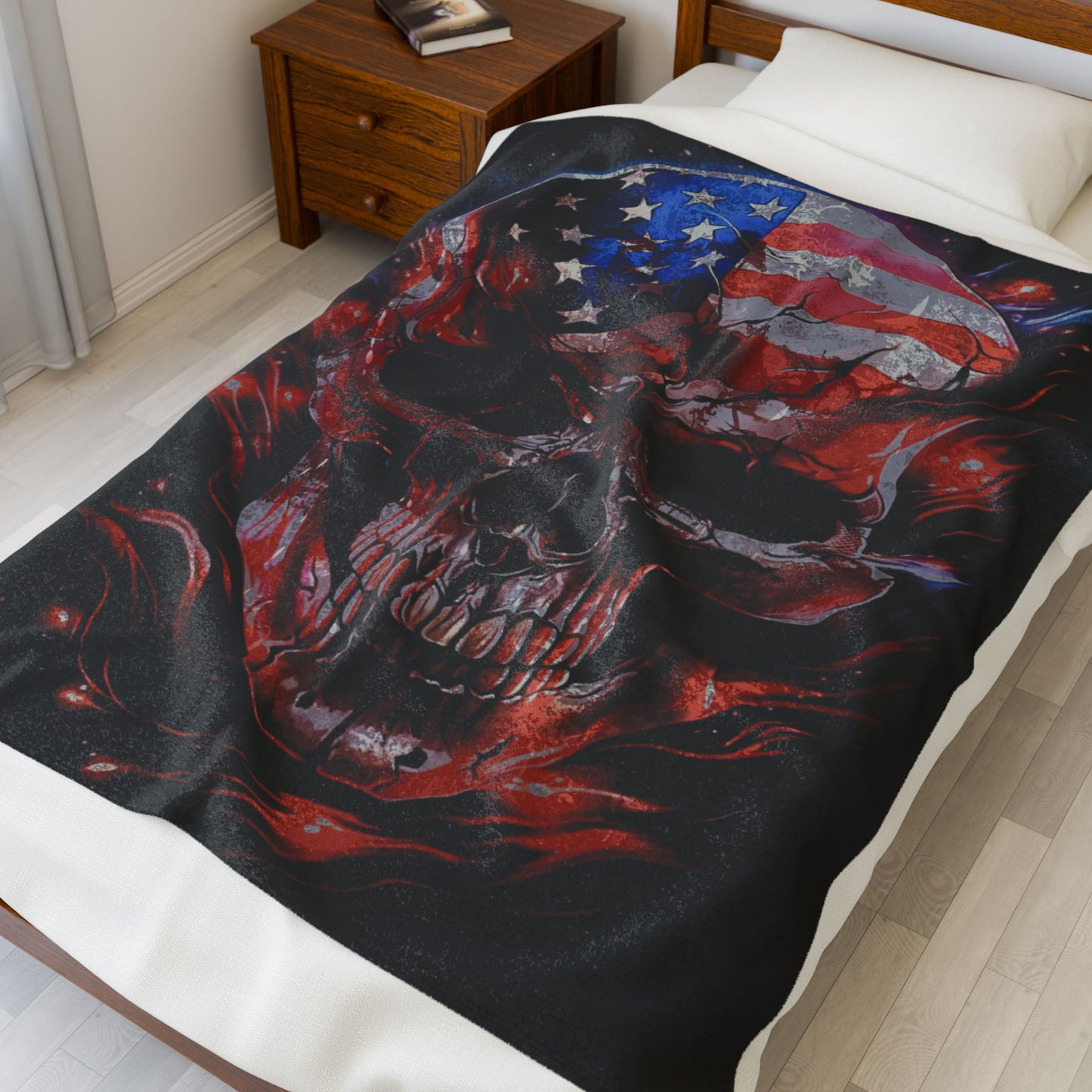 American Flag Skull Blanket Excellent Gift, 3 sizes