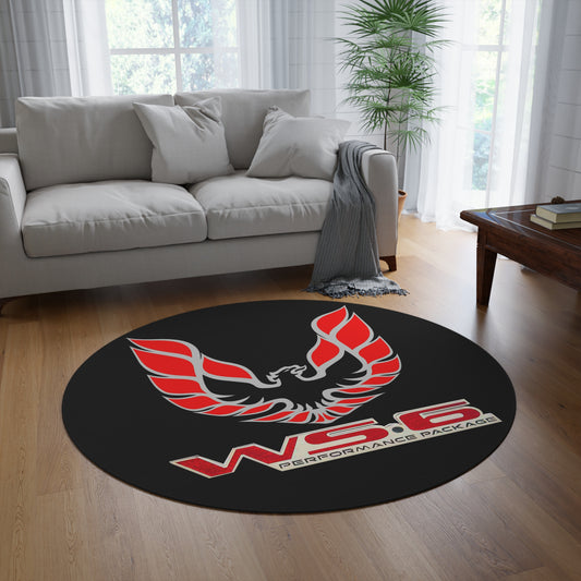 Round Rug WS6 Firebird Trans Am Car Guy Gift Man Cave Red