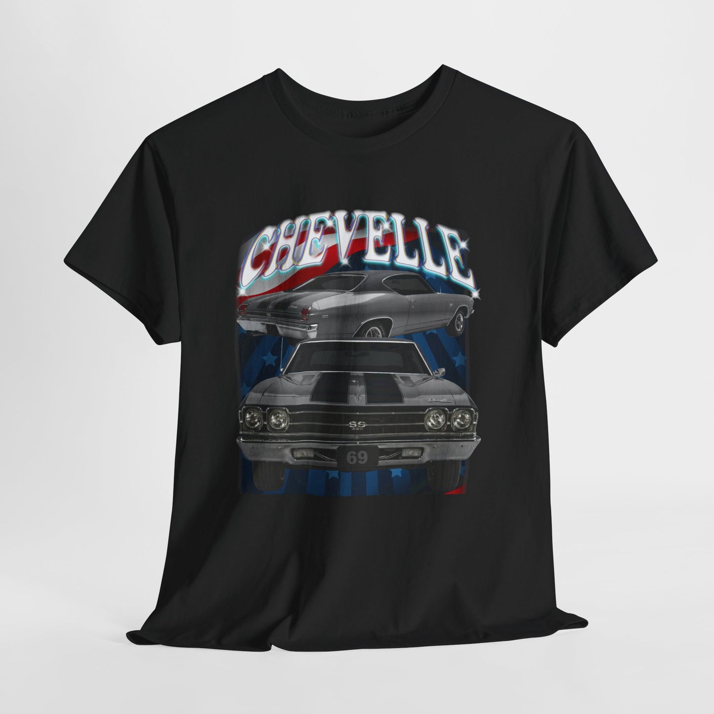 Grey Silver 1969,black stripes,Chevelle Heavy Cotton Tee T Shirt,Gift