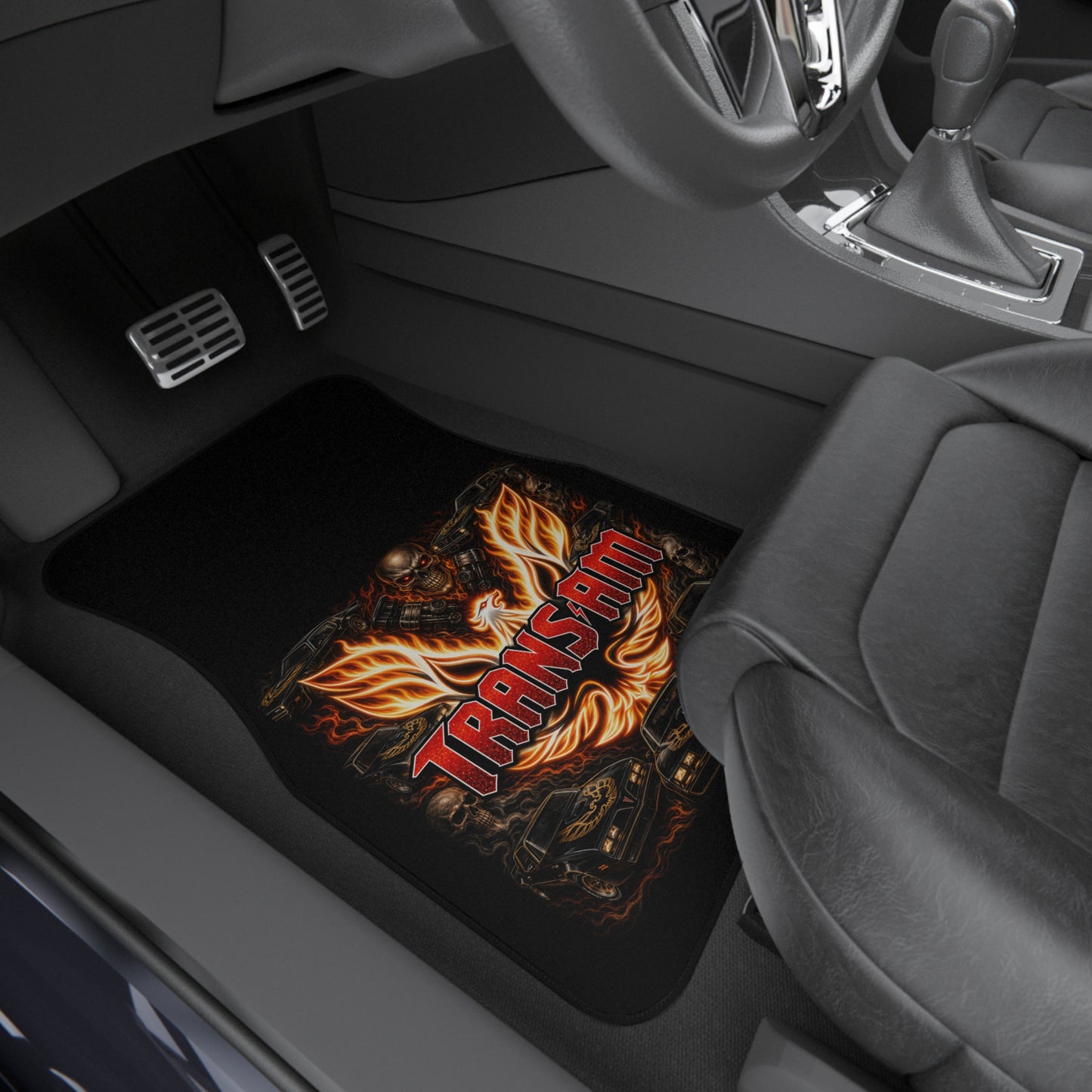 AMAZING Black,Red Logo, Firebird Trans Am,4 Car Mats ,Gift,thin, V1