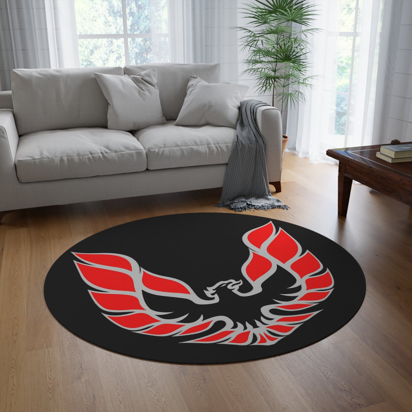 Round Rug WS6 Firebird Trans Am Car Guy Gift Man Cave Red