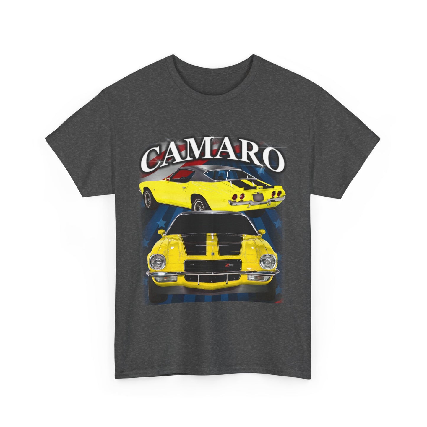 Yellow Black Stripe 1970 Camaro Unisex Heavy Cotton Tee T Shirt muscle car Gift