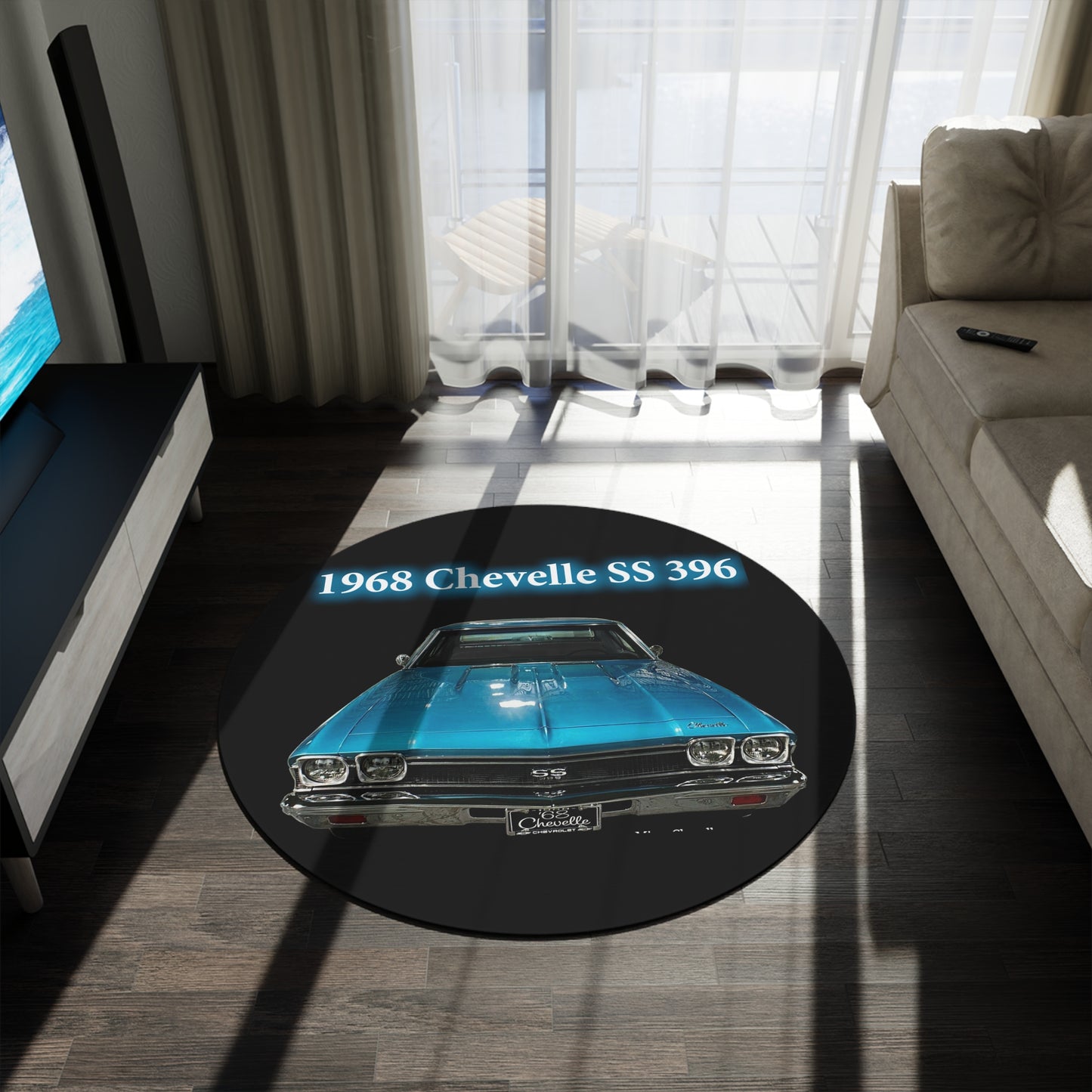 Tripoli Turquoise Chevelle 1968 SS 396 Round Rug classic,hot Rod, challenger charger,trans Am Car Guy Gift,nova,corvette