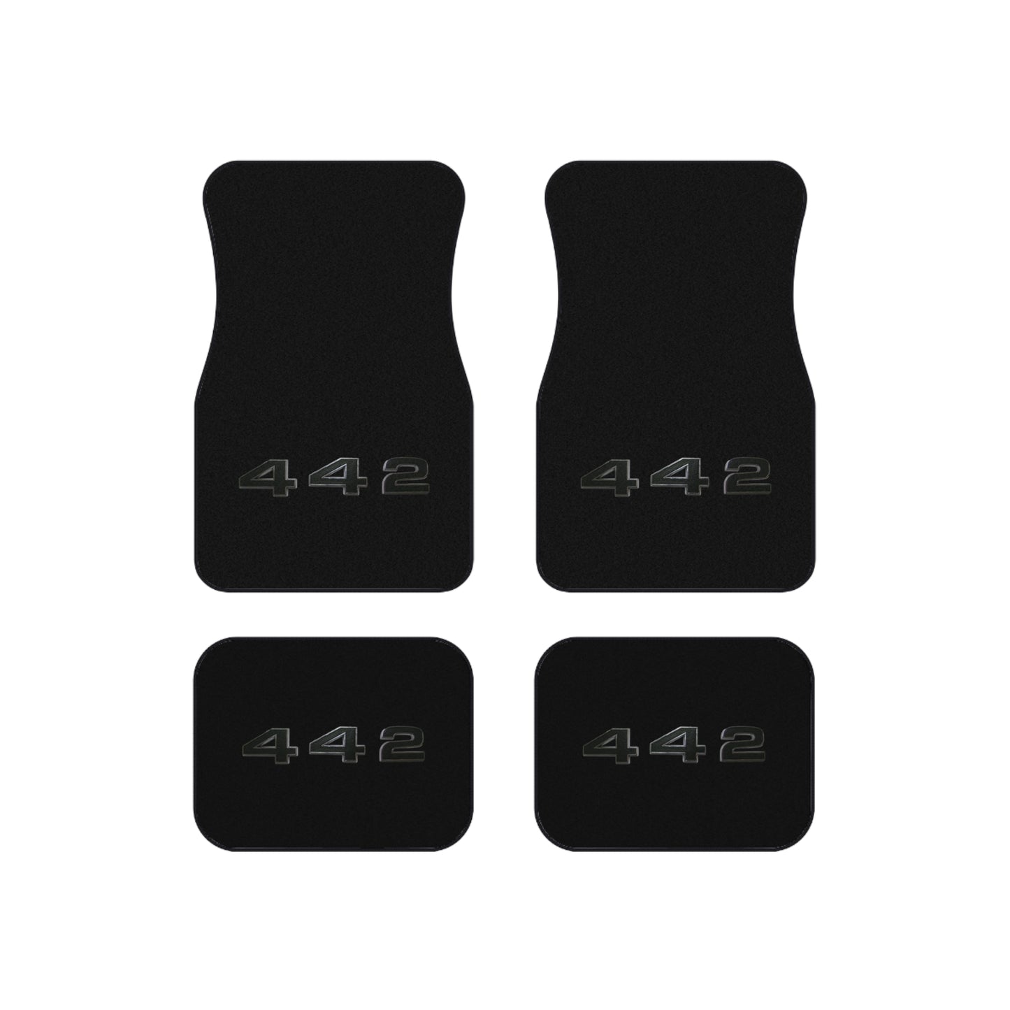 Dark Grey, Grey Logo, Oldsmobile 442, Set of 4 Car Mats, Muscle Car Gift