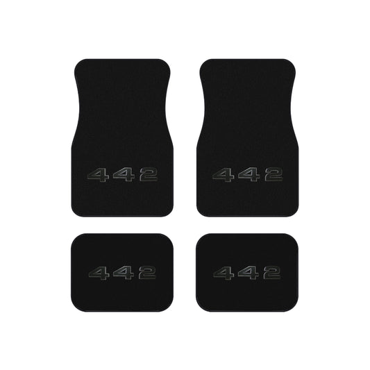 Dark Grey, Grey Logo, Oldsmobile 442, Set of 4 Car Mats, Muscle Car Gift