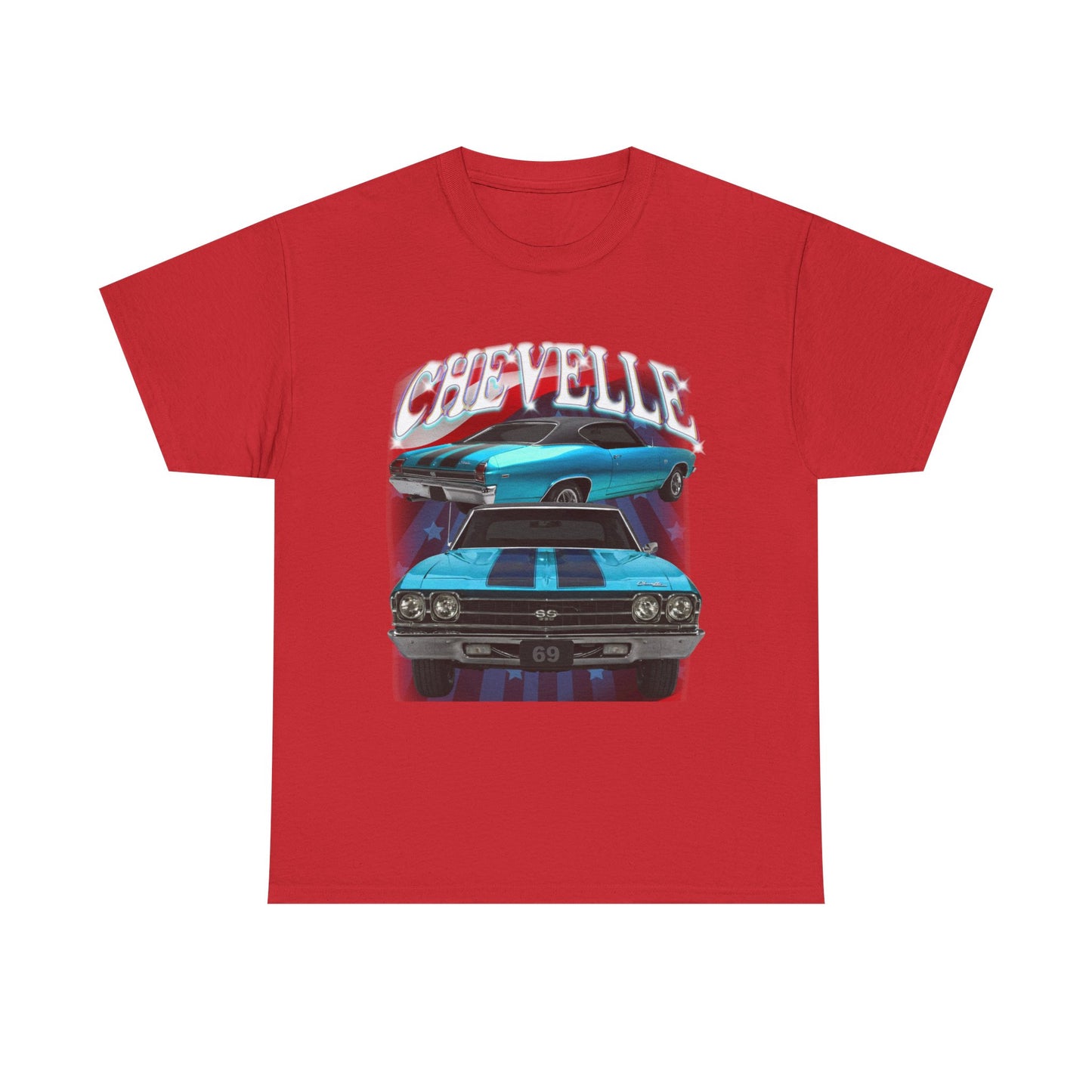 1969 Turquoise Blue Green,black stripes,Chevelle Heavy Cotton Tee T Shirt,Gift
