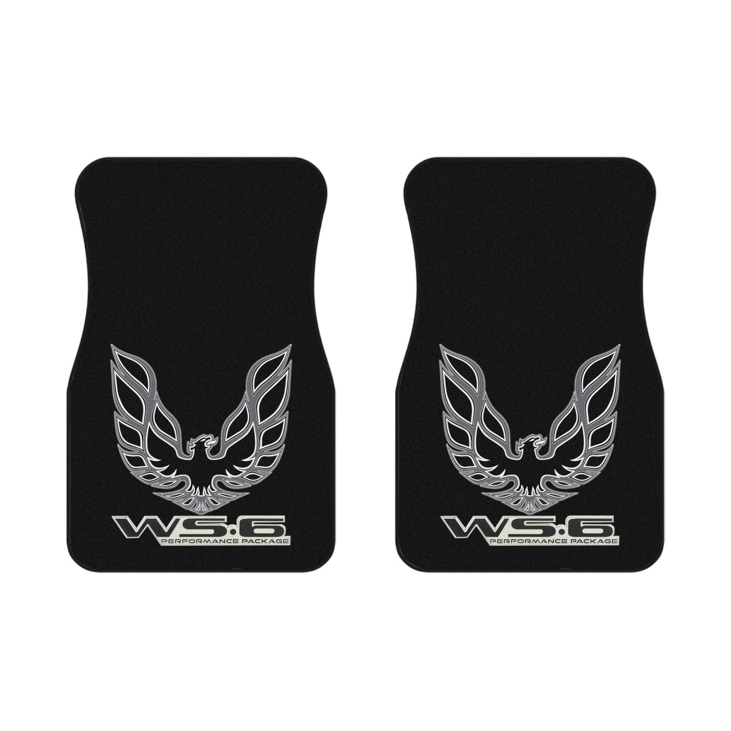 Dark Grey, WS-6 WS6, Grey Logo, Firebird Trans Am, Set of 2 Mats,Muscle Car,Gift