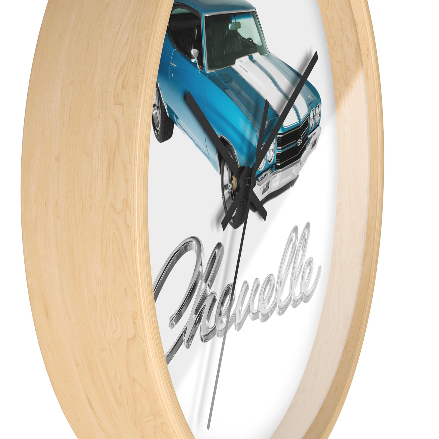 Blue 1970 Chevelle w White stripes Wall clock Gift Decor Classic Muscle side