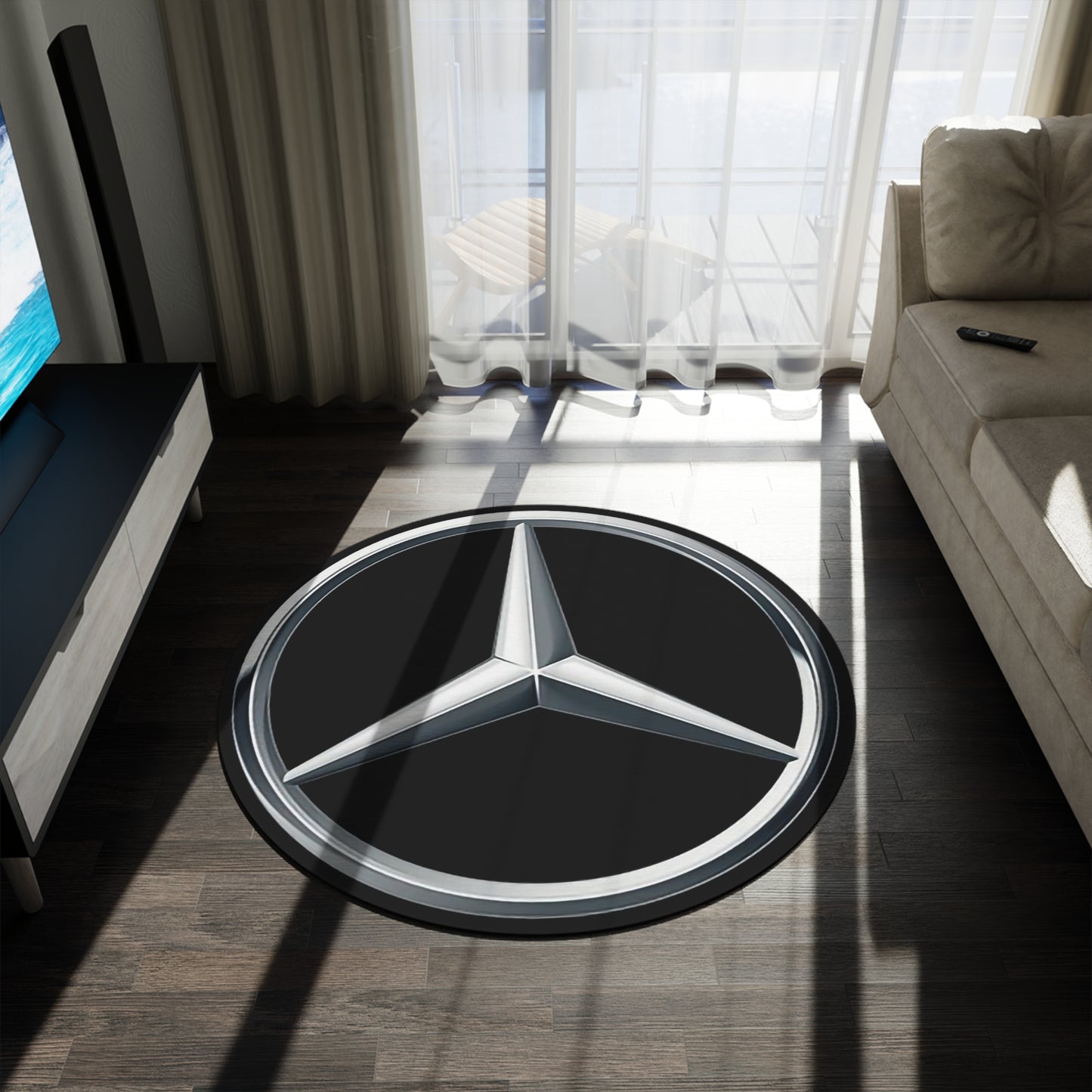 Mercedes Round Rug Car Guy Gift Man Cave Office