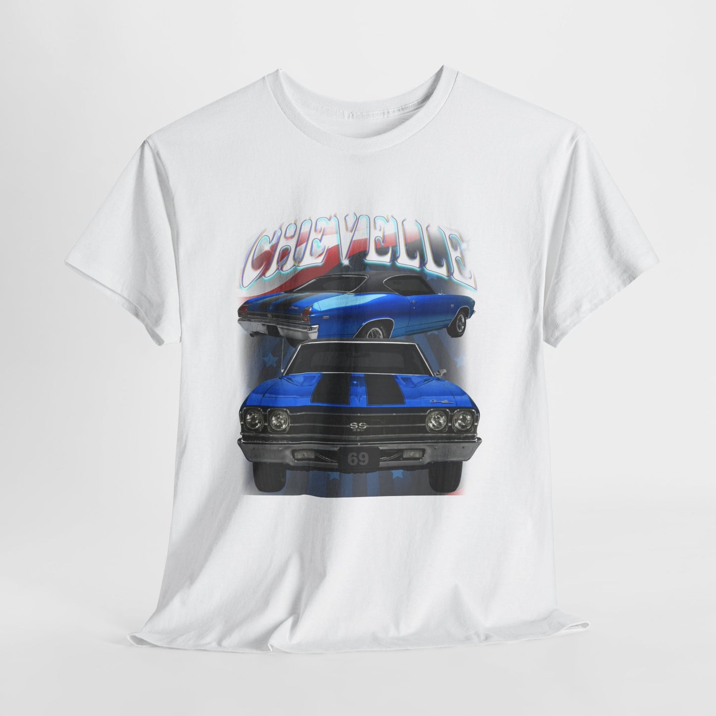 Blue 1969,black stripes,Chevelle Heavy Cotton Tee T Shirt,Gift