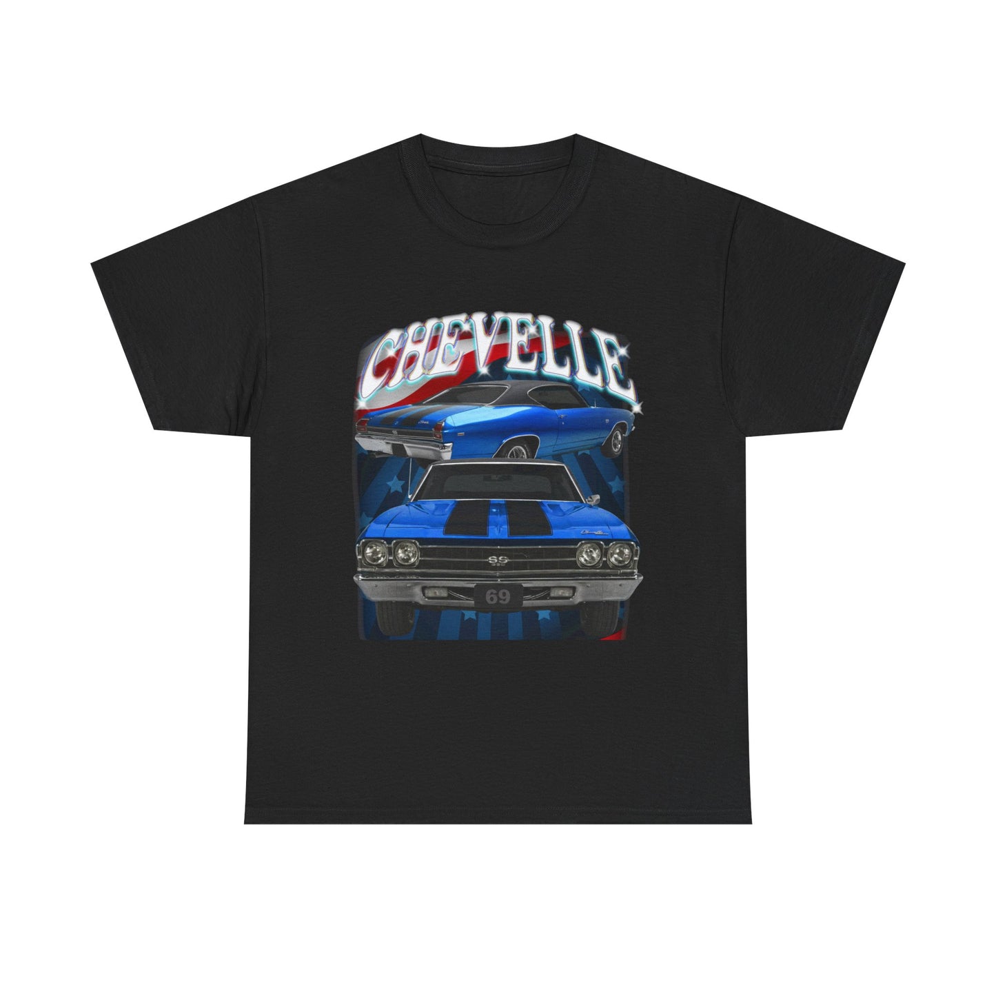Blue 1969,black stripes,Chevelle Heavy Cotton Tee T Shirt,Gift