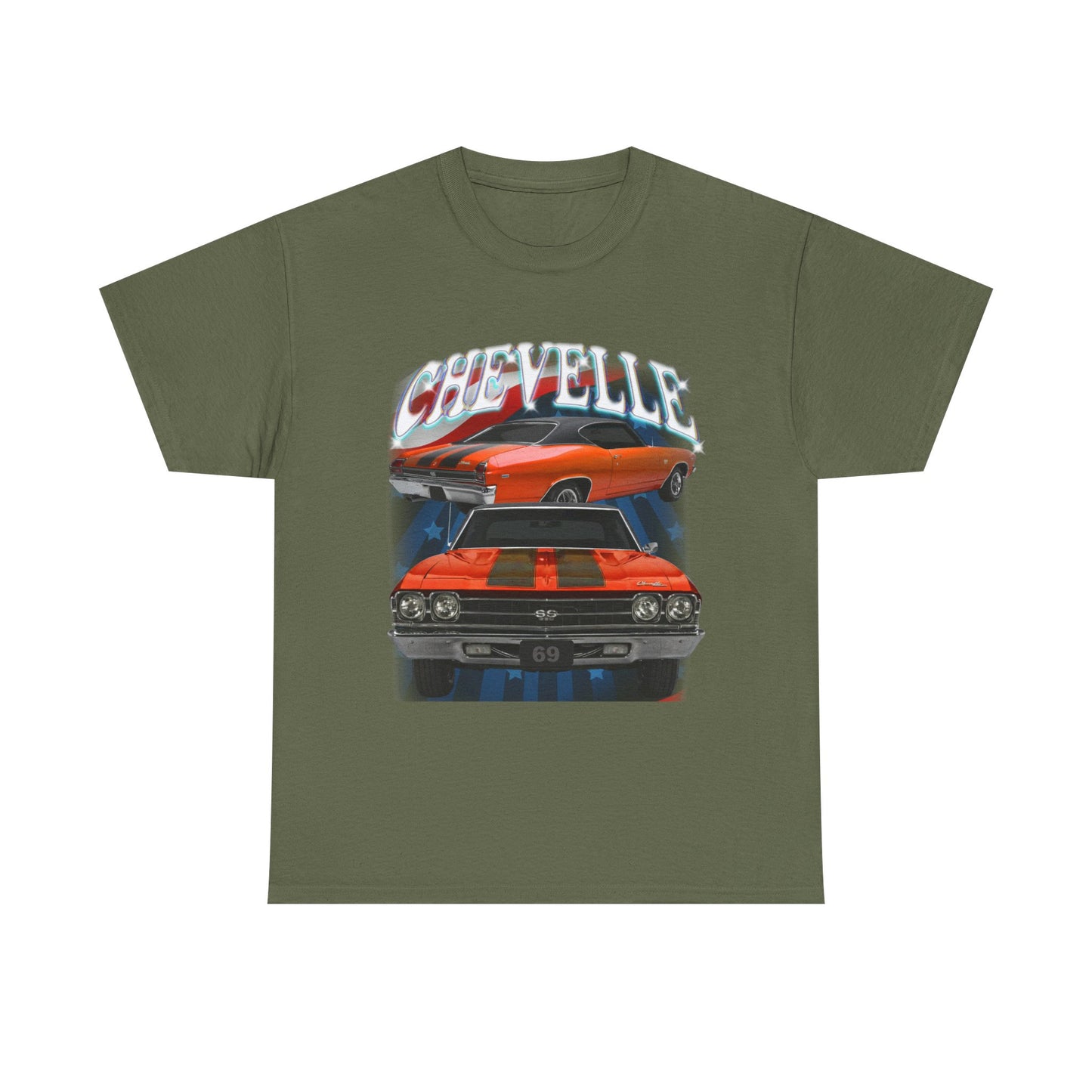 Orange 1969,black stripes,Chevelle Heavy Cotton Tee T Shirt,Gift