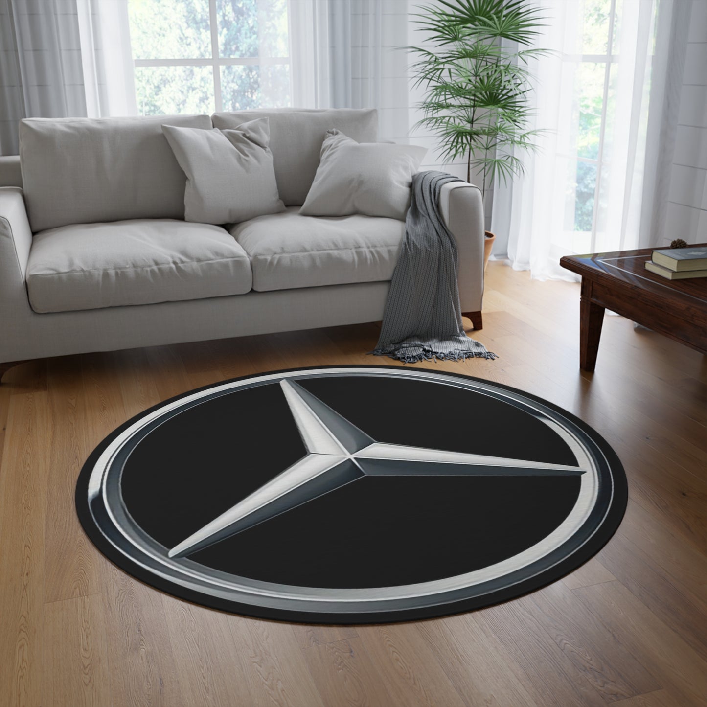 Mercedes Round Rug Car Guy Gift Man Cave Office