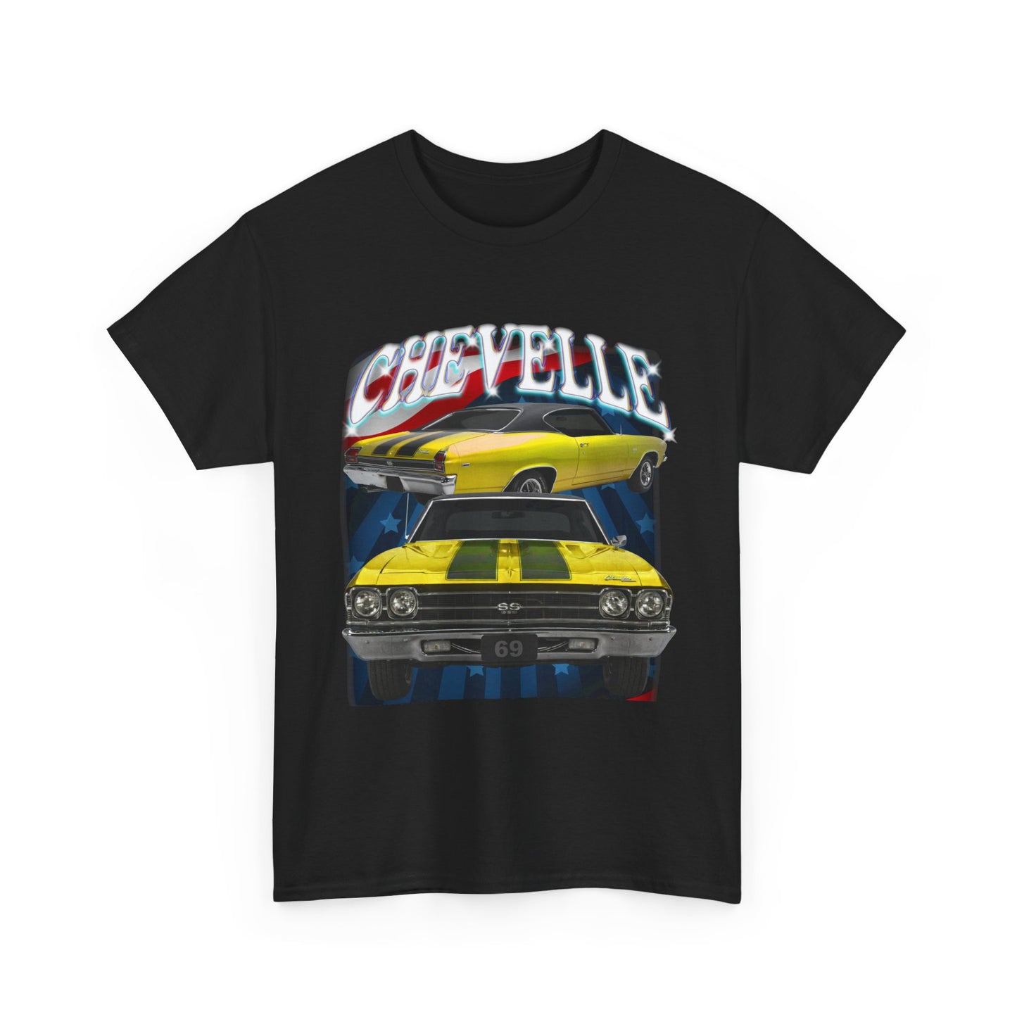 Yellow 1969,black stripes,Chevelle Heavy Cotton Tee T Shirt,Gift