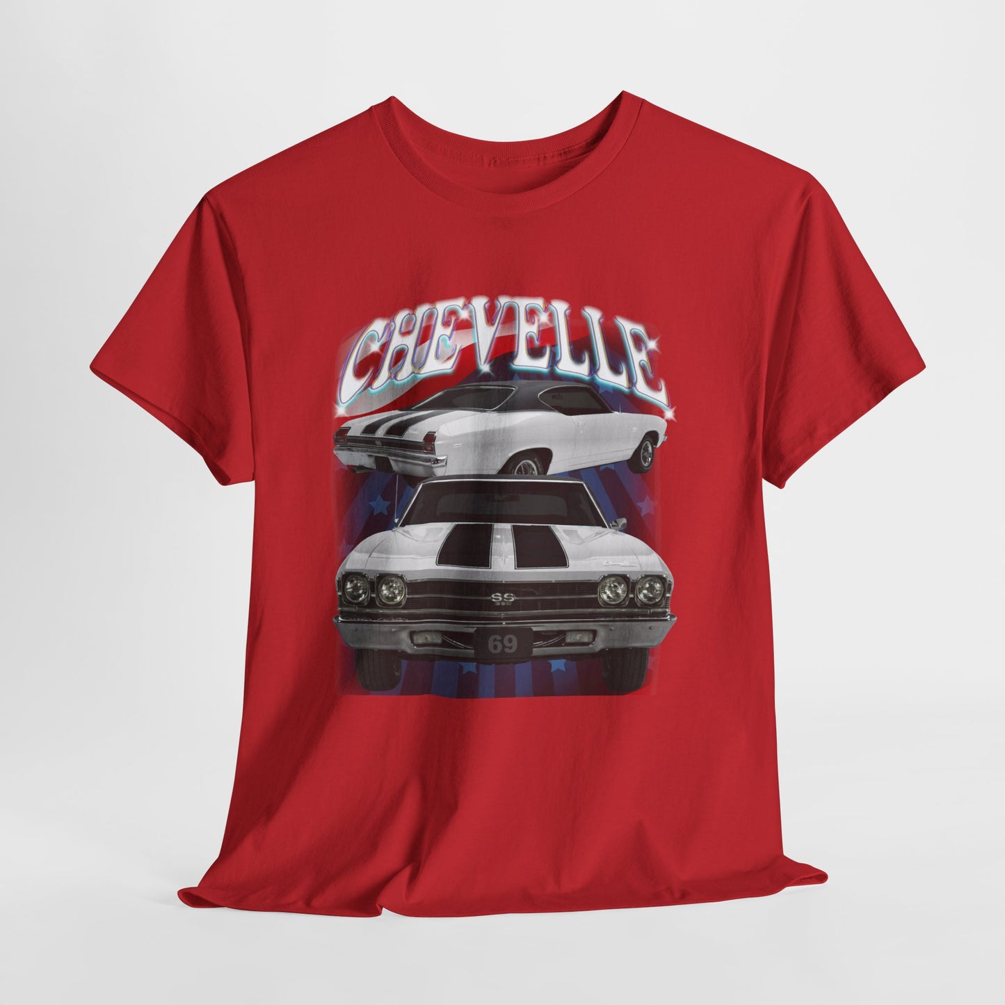 White 1969,black stripes,Chevelle Heavy Cotton Tee T Shirt,Gift