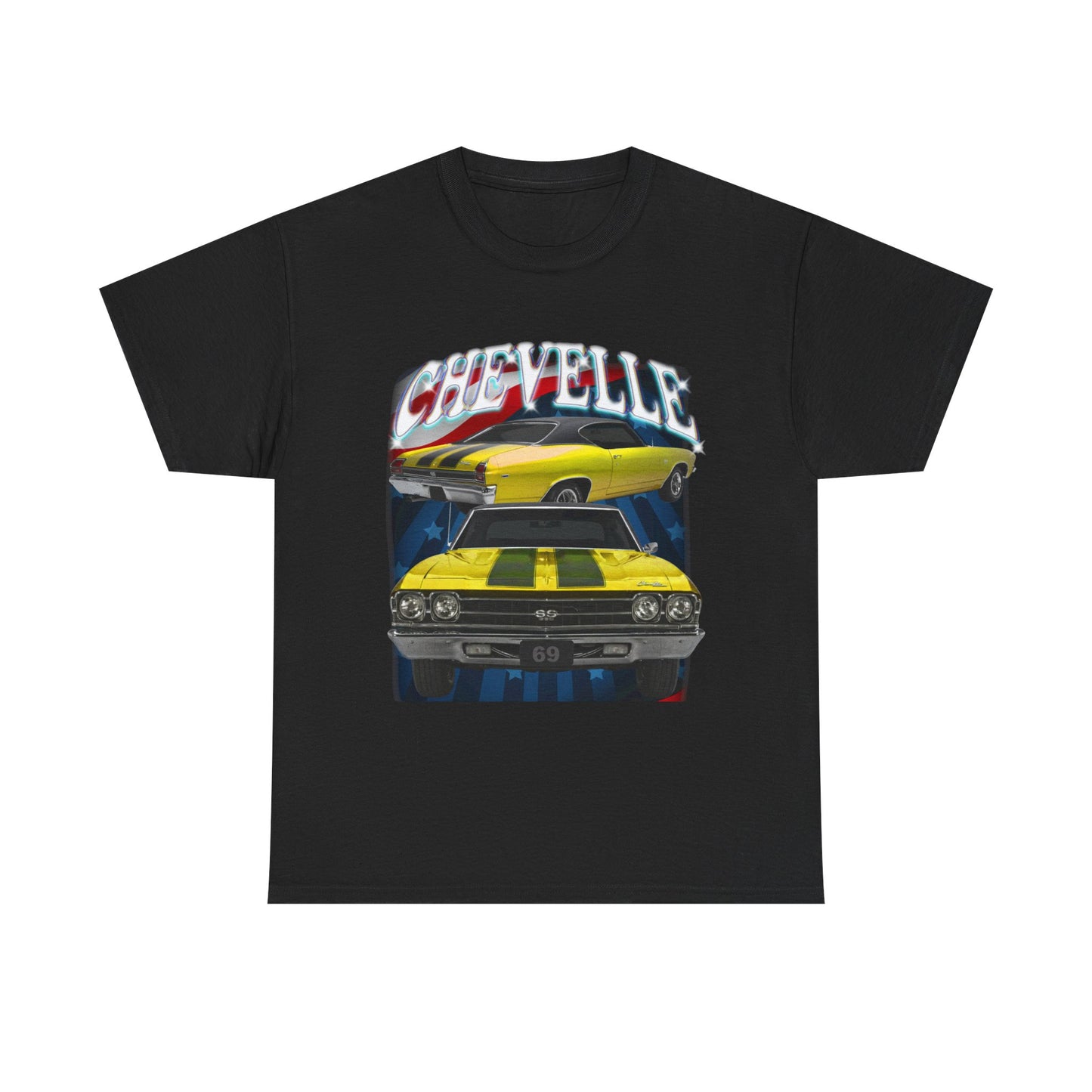 Yellow 1969,black stripes,Chevelle Heavy Cotton Tee T Shirt,Gift