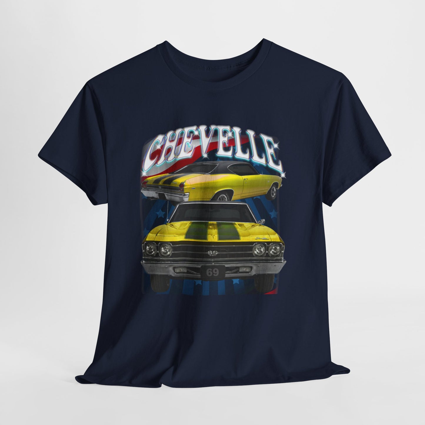 Yellow 1969,black stripes,Chevelle Heavy Cotton Tee T Shirt,Gift