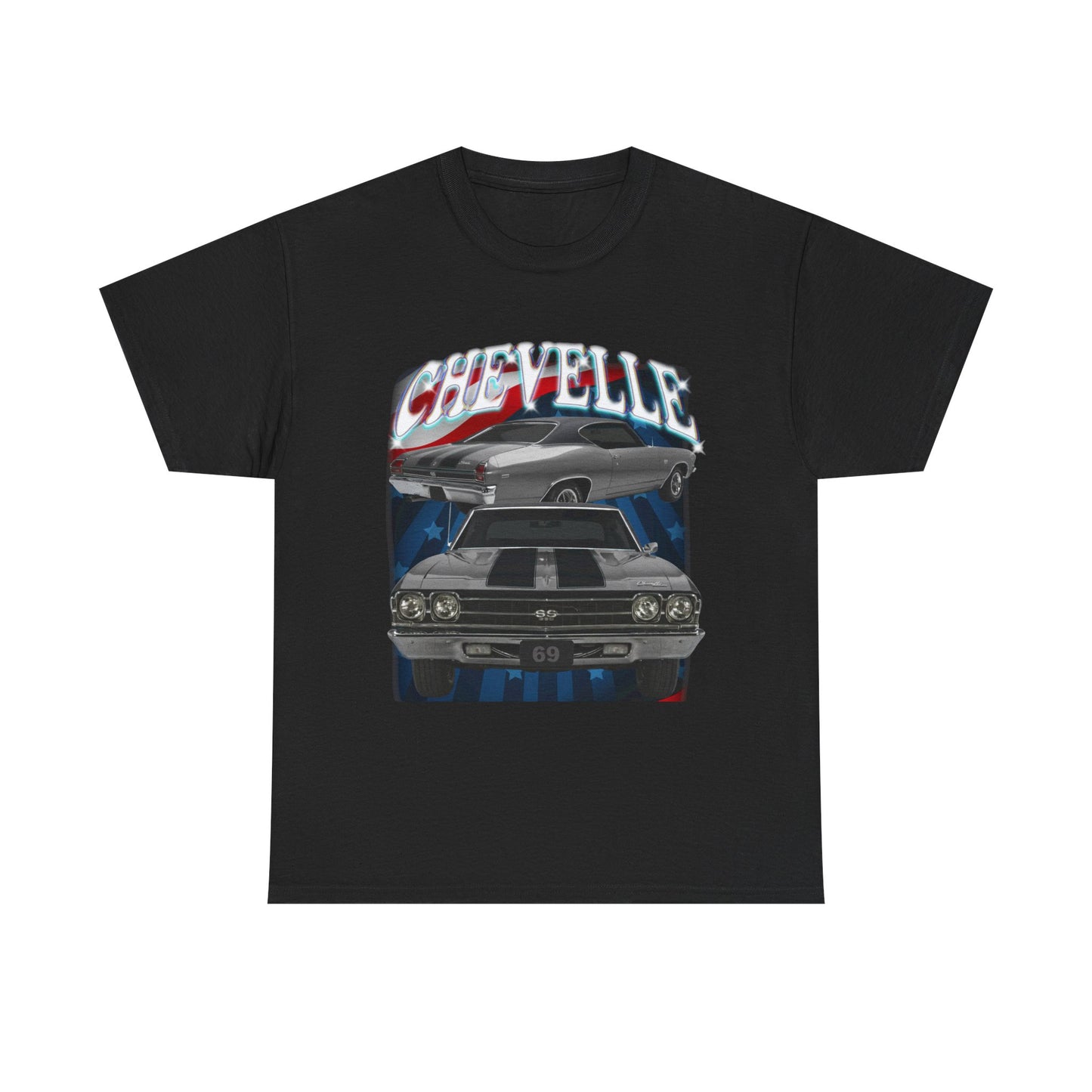 Grey Silver 1969,black stripes,Chevelle Heavy Cotton Tee T Shirt,Gift