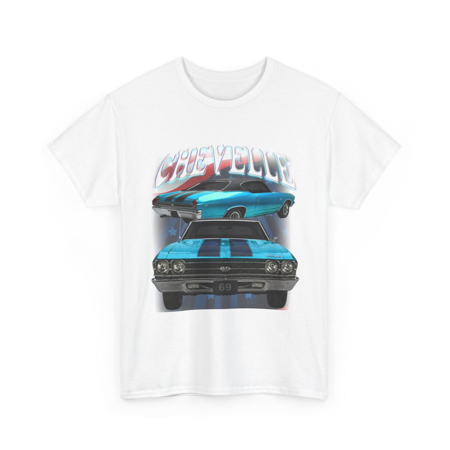 1969 Turquoise Blue Green,black stripes,Chevelle Heavy Cotton Tee T Shirt,Gift