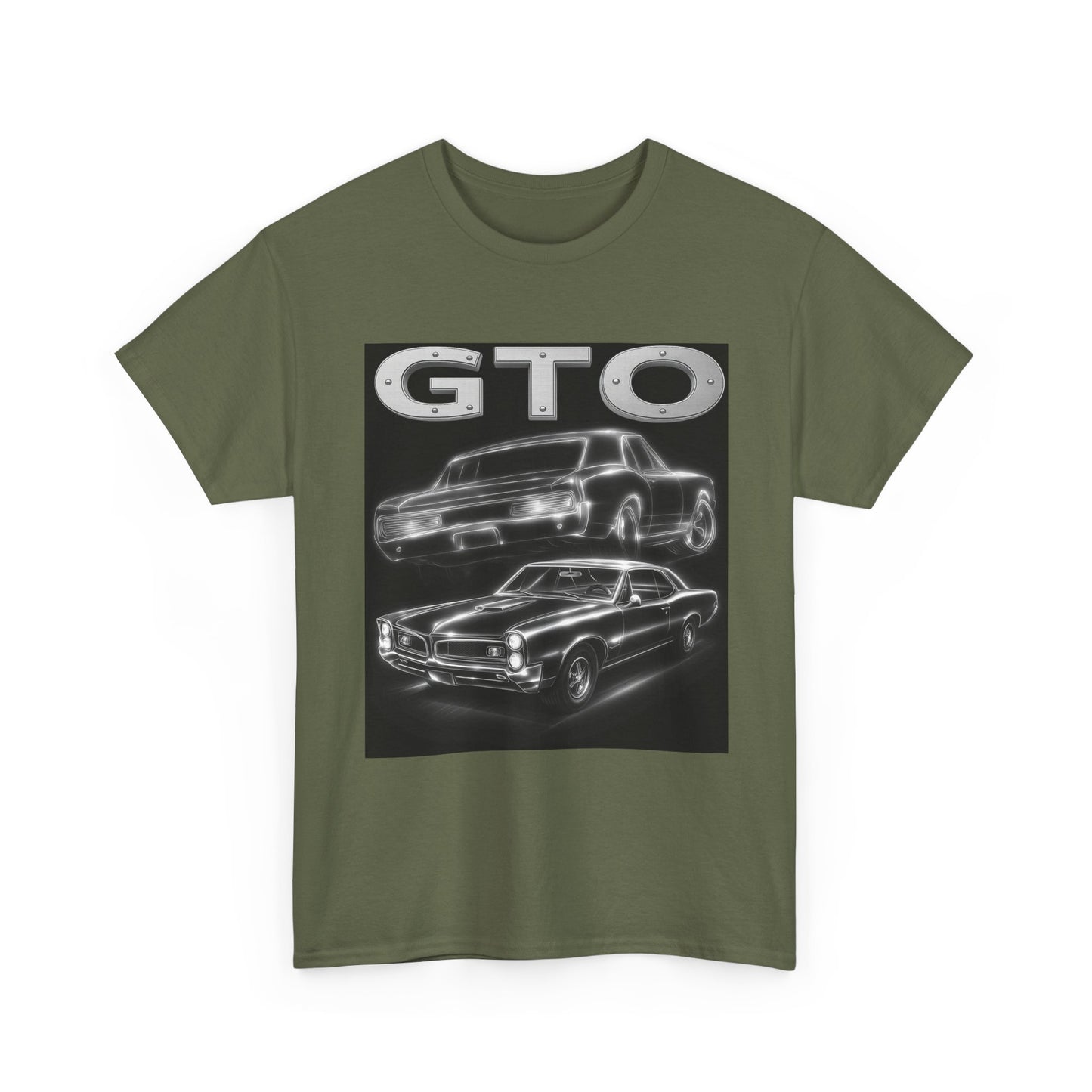 Silver 1966 GTO Heavy Cotton Tee T Shirt car Great Gift