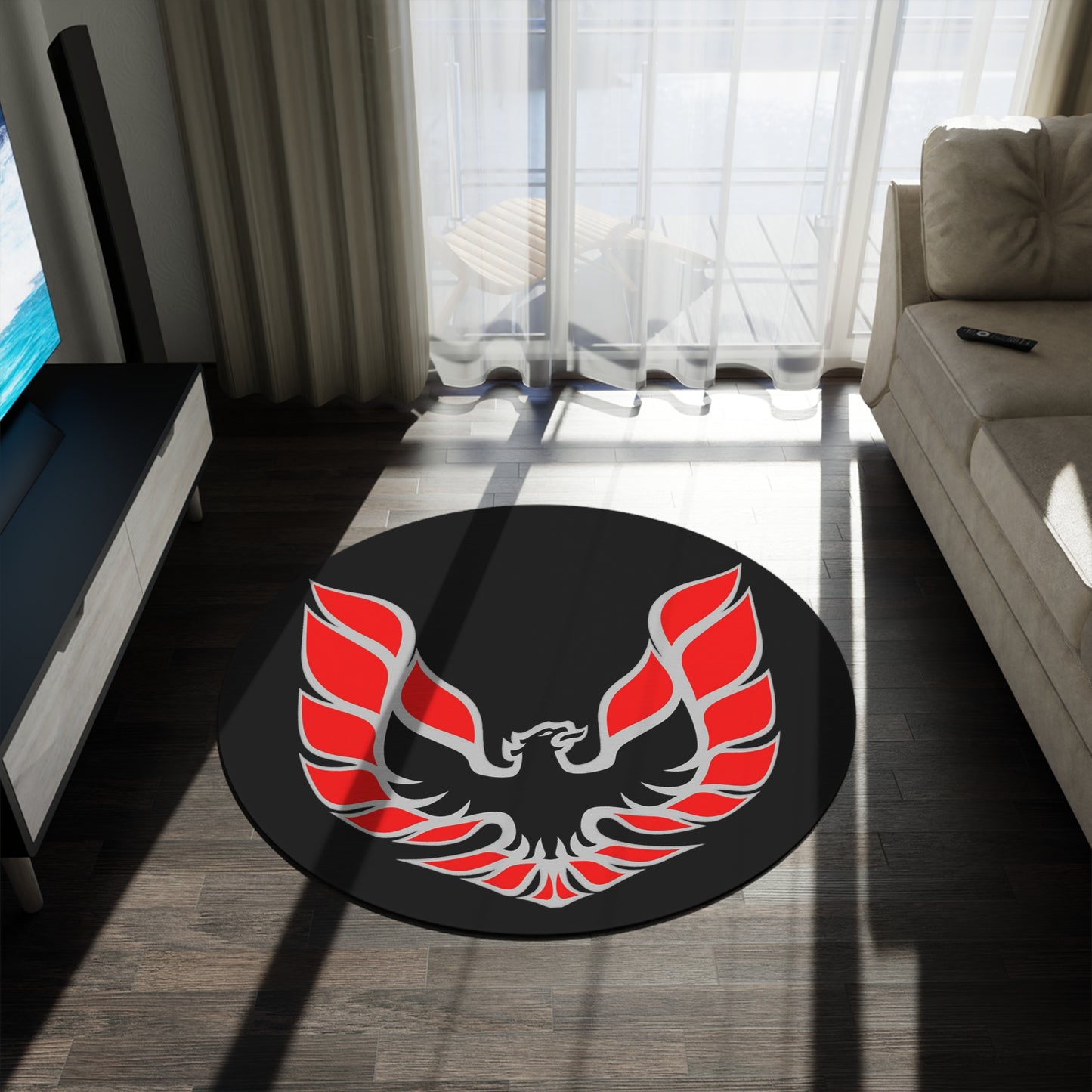 Round Rug WS6 Firebird Trans Am Car Guy Gift Man Cave Red