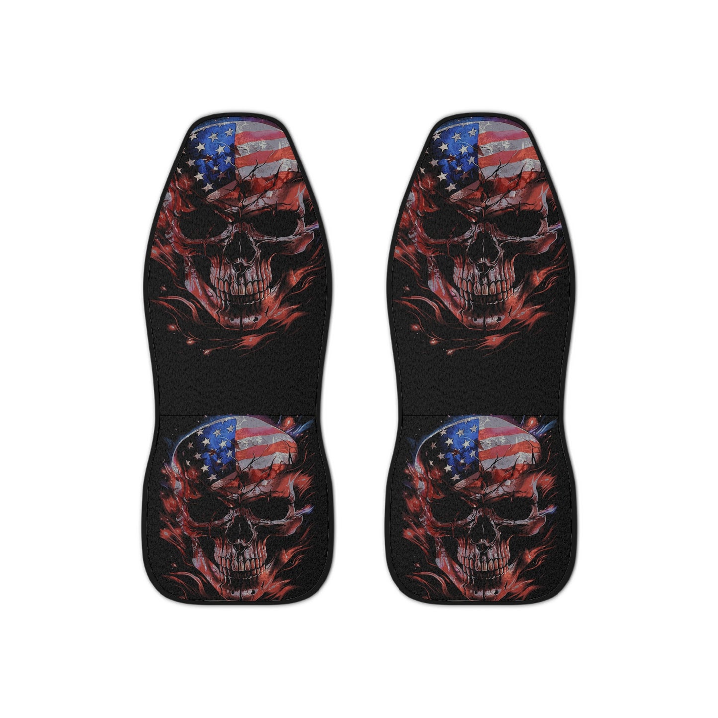 American Flag Skull, Set of 2,Great Truck Van Car Gift Seat Covers Great Gift