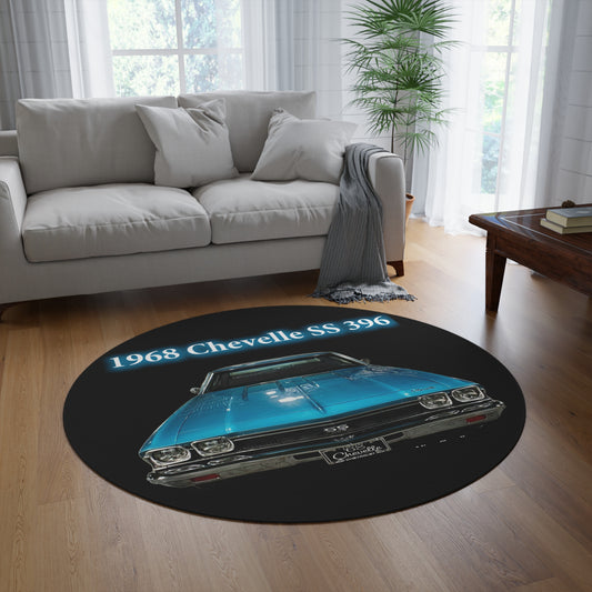 Tripoli Turquoise Chevelle 1968 SS 396 Round Rug classic,hot Rod, challenger charger,trans Am Car Guy Gift,nova,corvette