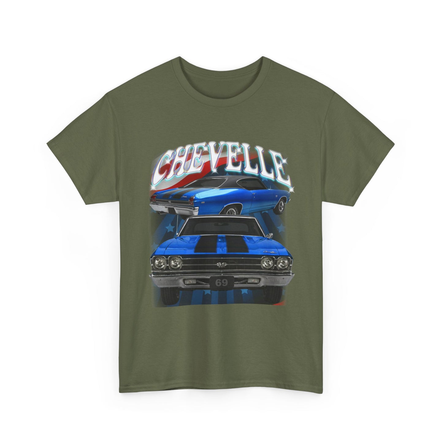 Blue 1969,black stripes,Chevelle Heavy Cotton Tee T Shirt,Gift