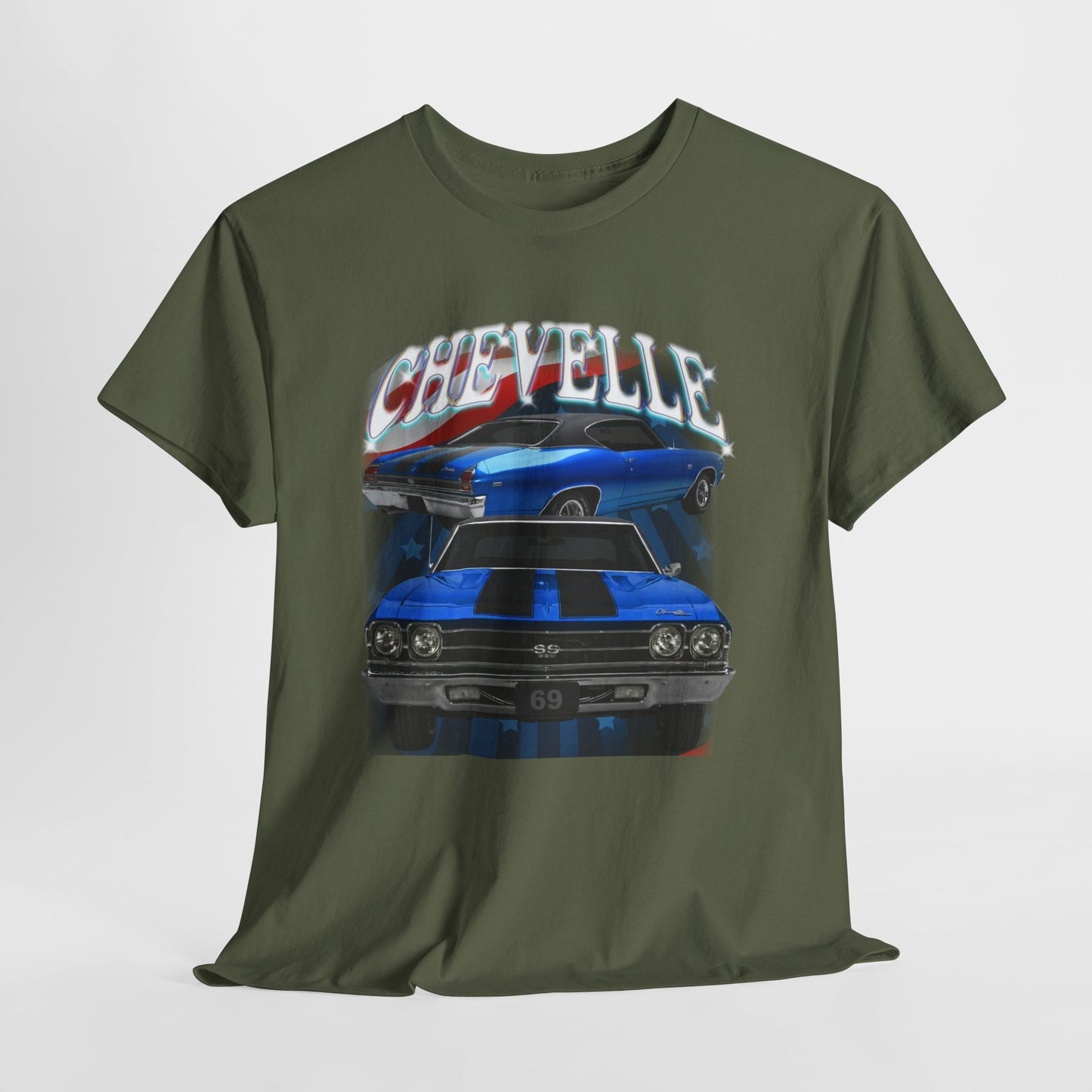 Blue 1969,black stripes,Chevelle Heavy Cotton Tee T Shirt,Gift