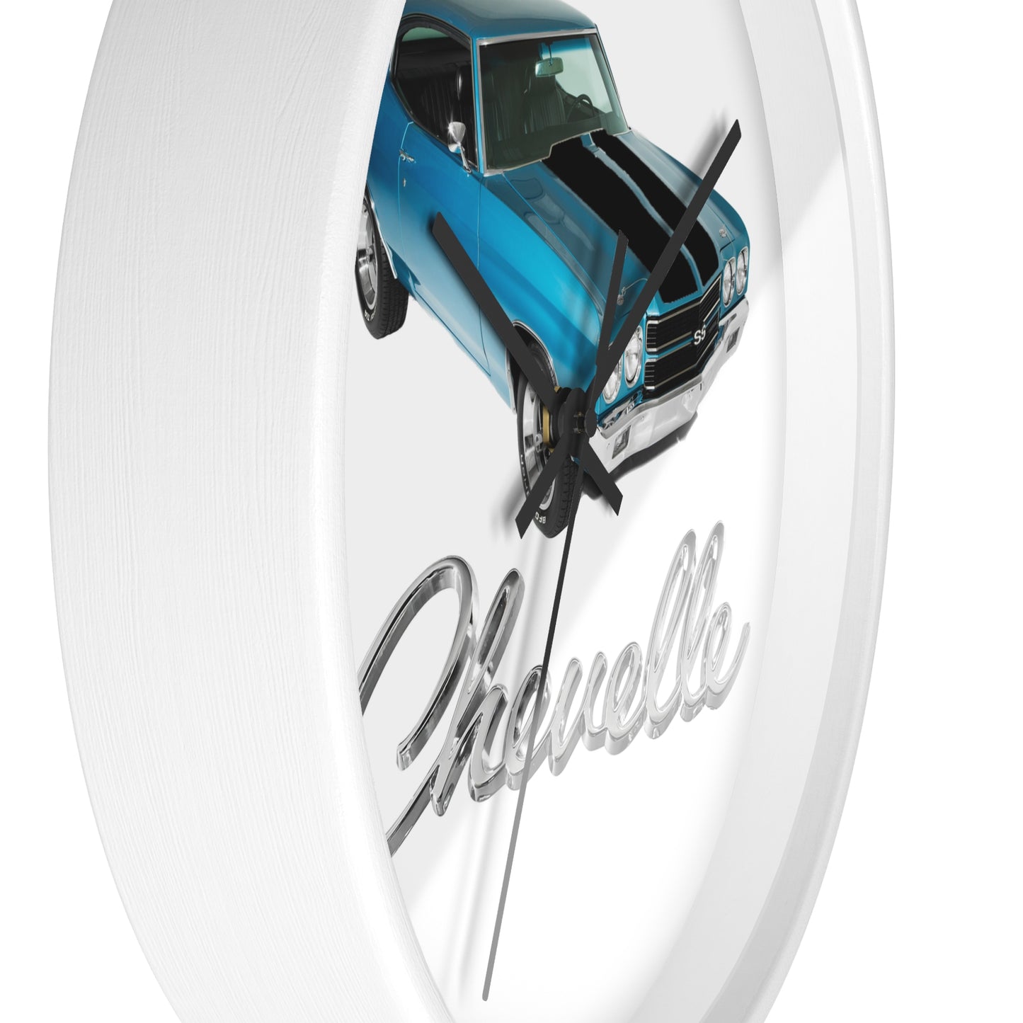Blue 1970 Chevelle w black stripes Wall clock Gift Decor Classic Muscle side