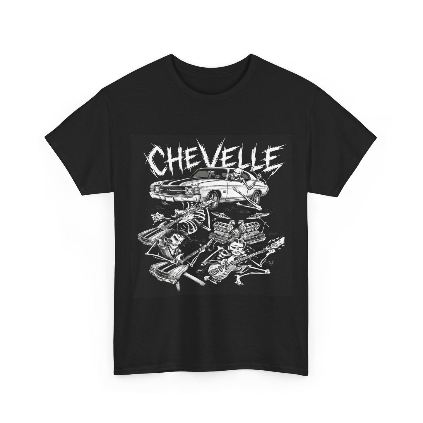 1971 Chevy CHEVELLE Classic Muscle Car Guy Gift, T Shirt Tshirt Skull Guitar v1