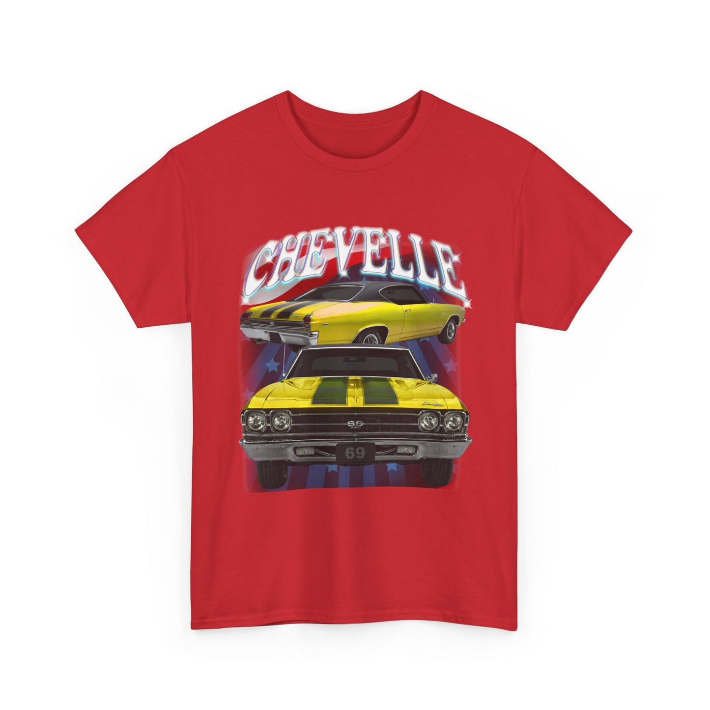 Yellow 1969,black stripes,Chevelle Heavy Cotton Tee T Shirt,Gift