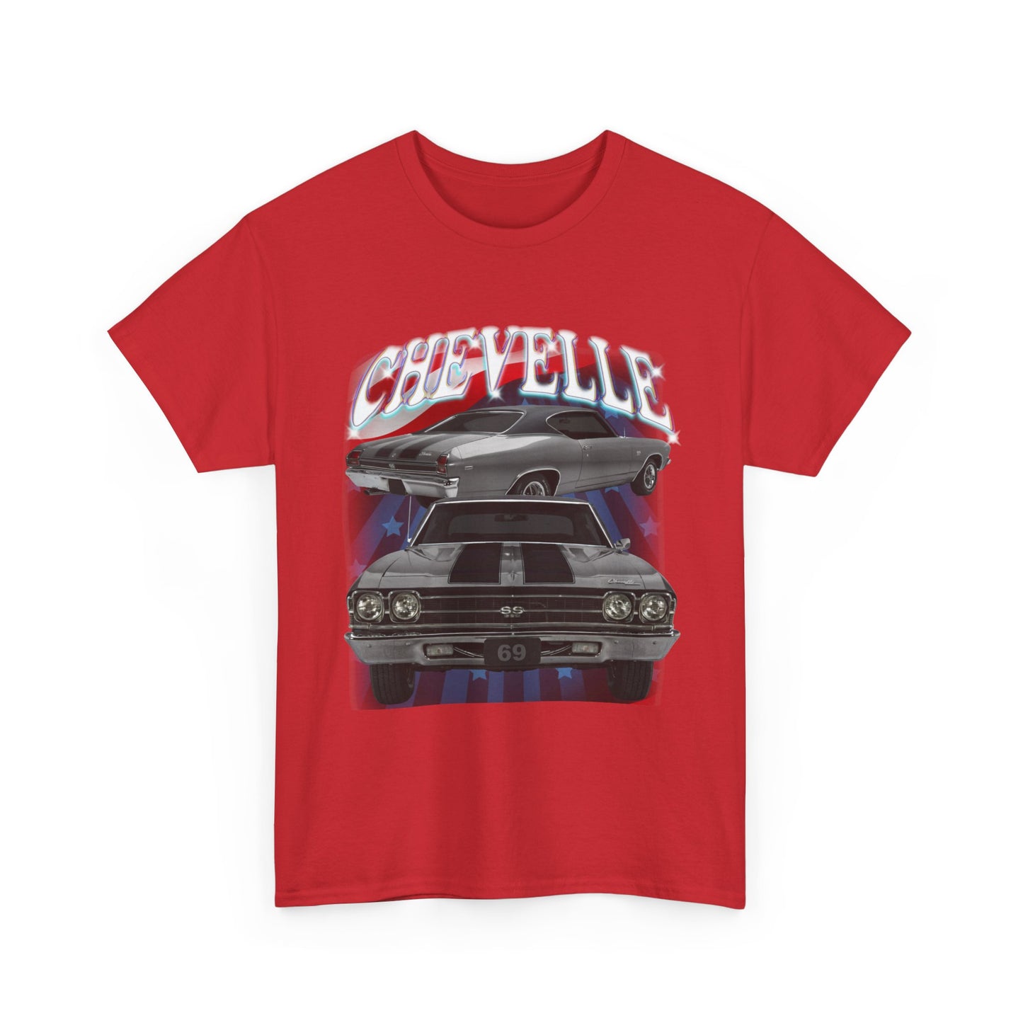 Grey Silver 1969,black stripes,Chevelle Heavy Cotton Tee T Shirt,Gift
