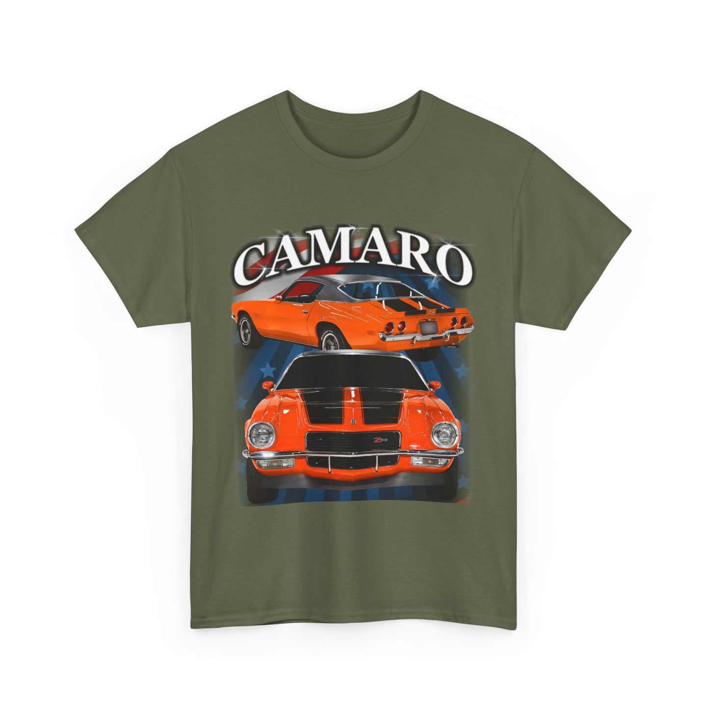 Orange Black Stripe 1970 Camaro Unisex Heavy Cotton Tee T Shirt muscle car Gift